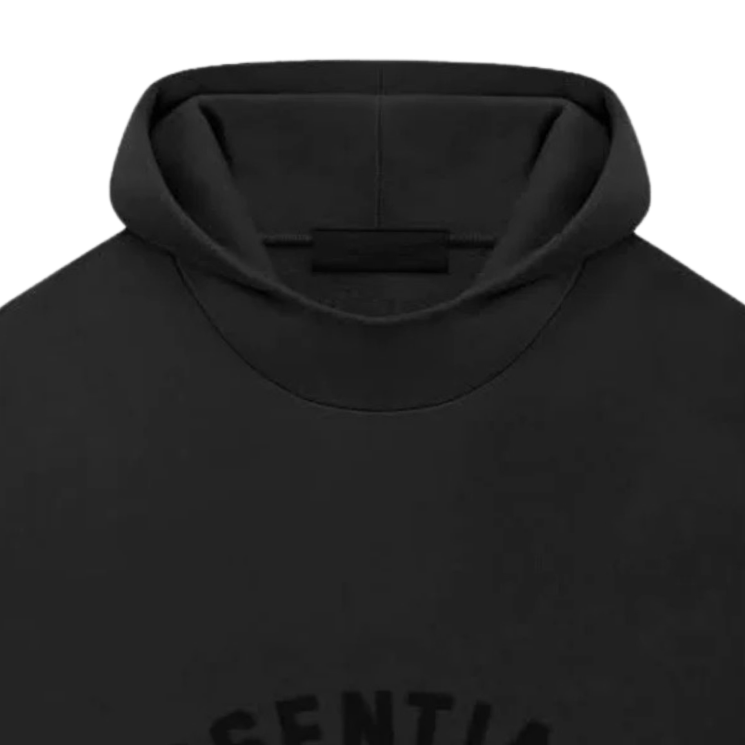 Fear of God Essentials Pullover Hoodie - Jet Black Men's Streetwear Sweatshirt | Comfortable Casual Wear for Gym, Lounge & Everyday Outfits