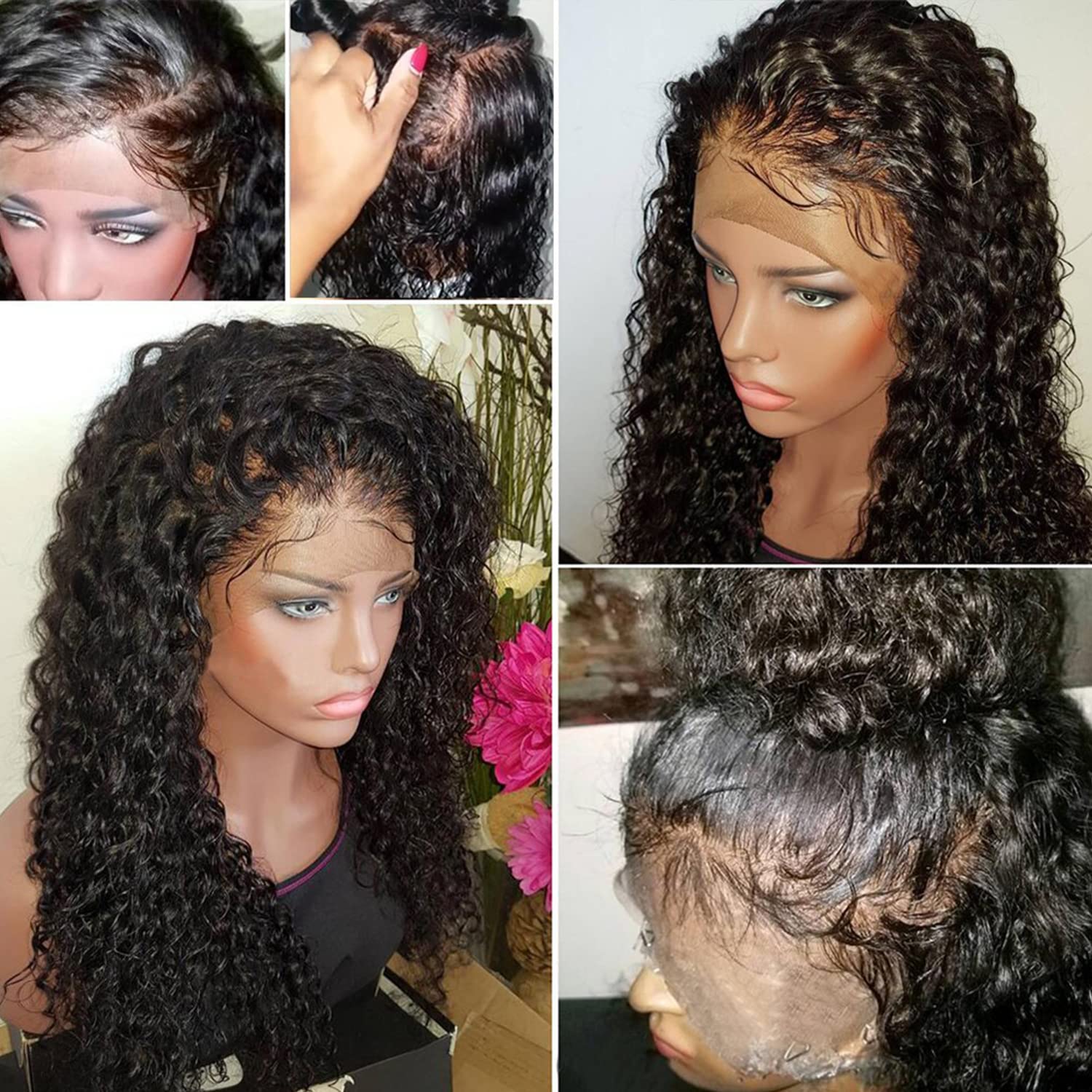 360 Lace Front Human Hair Wig - Deep Wave Brazilian Virgin Hair for Black Women | Glueless 360 Lace Frontal Wig with Pre-Plucked Hairline & Baby Hair | Natural Black 22 Inch | Perfect for Daily Wear, Parties & Special Occasions