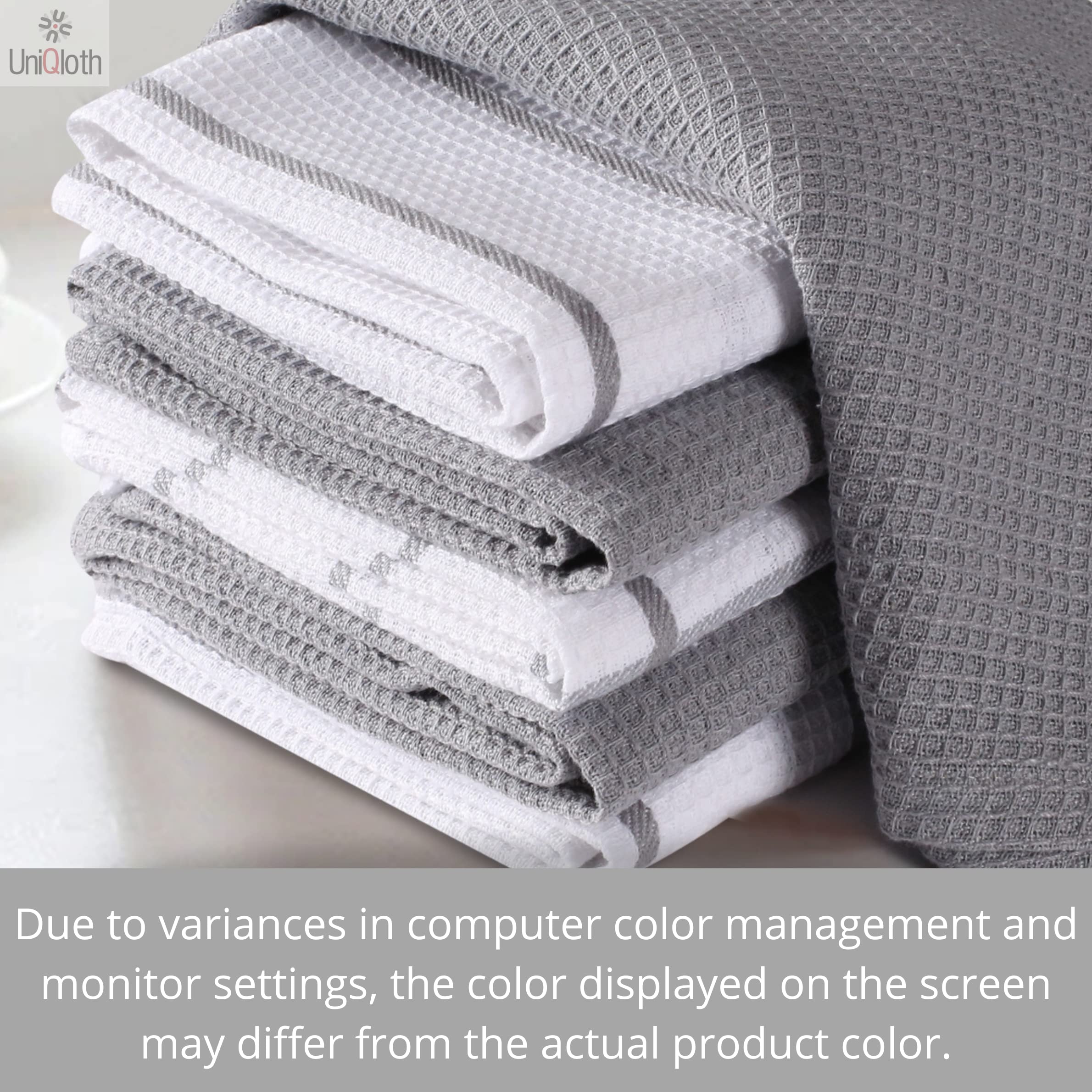 12 Pack Cotton Waffle Dish Towels - Farmhouse Kitchen Towels for Hanging, Quick Drying & Reusable - Home & Restaurant Use