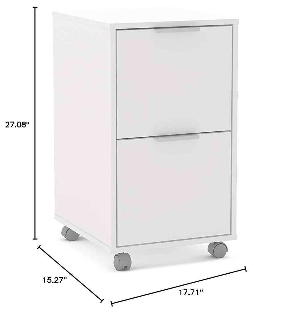 Polifurniture Durban 2-Drawer File Cabinet, White - Office Storage Solution for Home & Business Organization