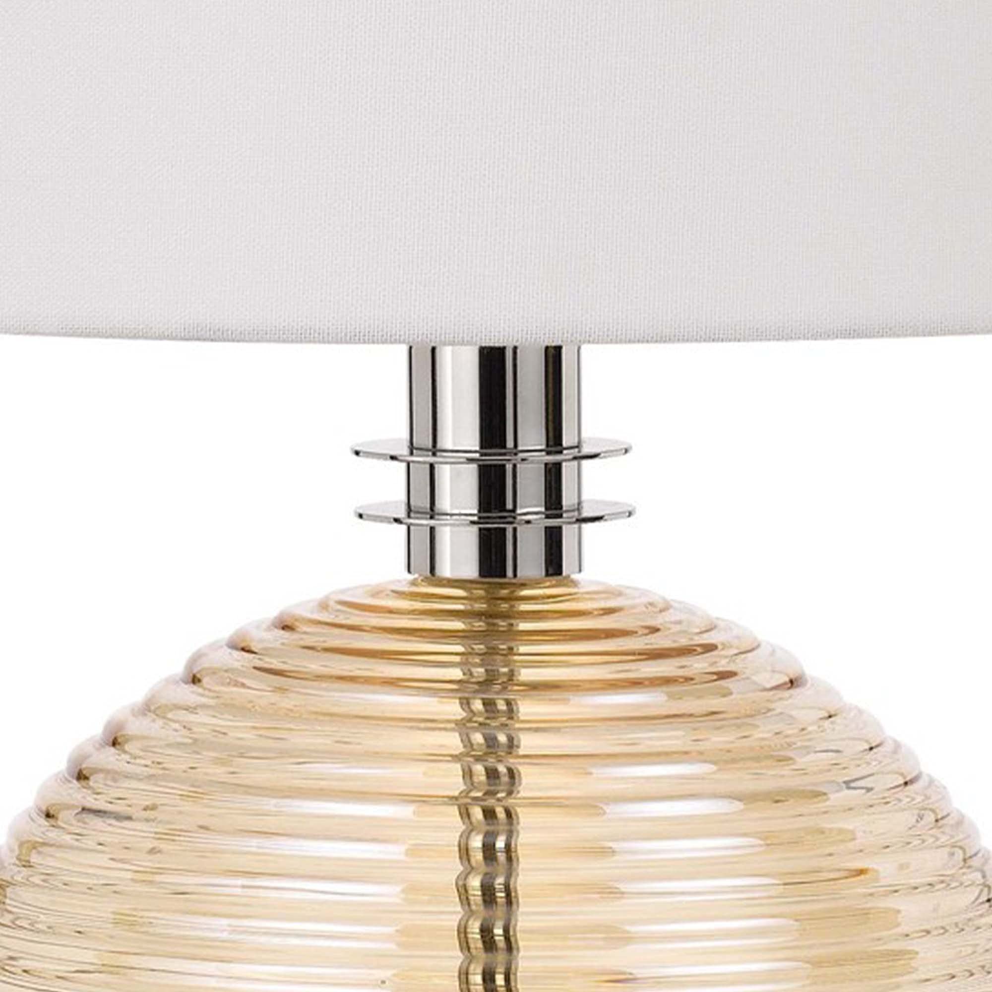 Benjara White and Chrome Table Lamp with Textured Glass Ball Accent - Modern Home Office & Bedroom Lighting Decor