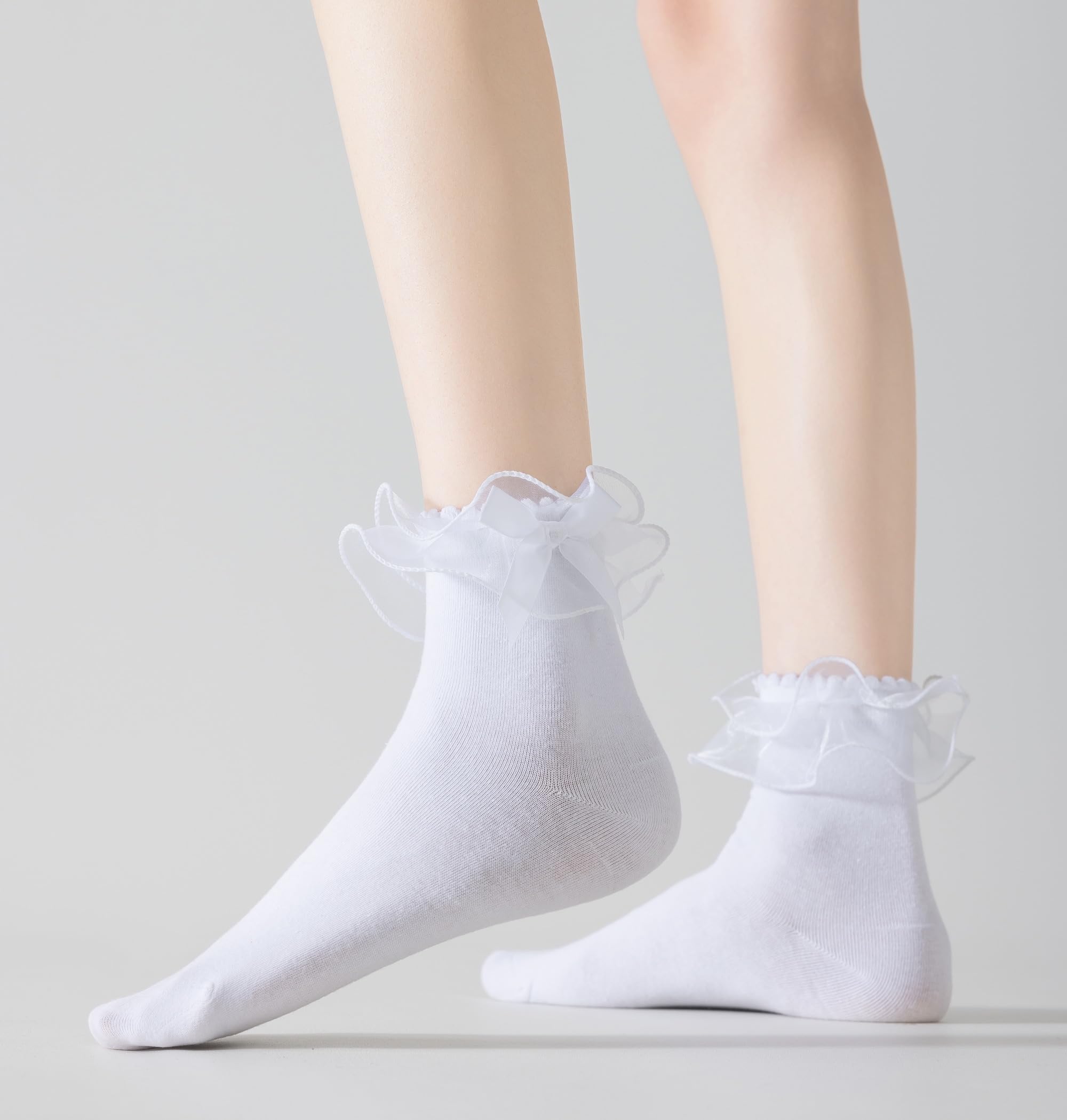 SRYL Women's Lace Ankle Socks - Ruffle Frilly Cotton Dress Socks for Women & Girls | Comfortable & Stylish Anklet Socks for Casual Wear, Office, and Special Occasions
