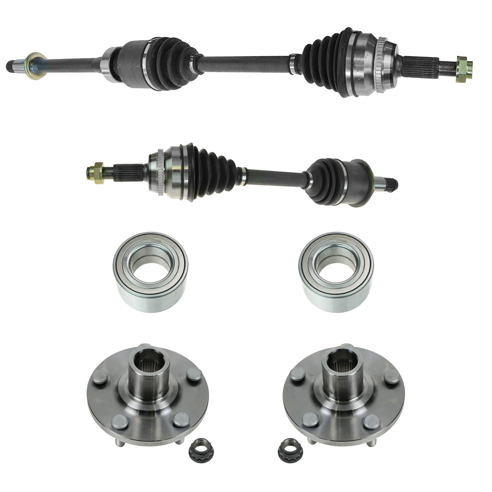 TRQ Front Driver & Passenger Side CV Axle Shaft Assembly, Wheel Bearing & Hub Kit - Compatible with 2004-2009 Lexus & 2004-2015 Toyota - Perfect for Smooth Ride & Drivetrain Repair