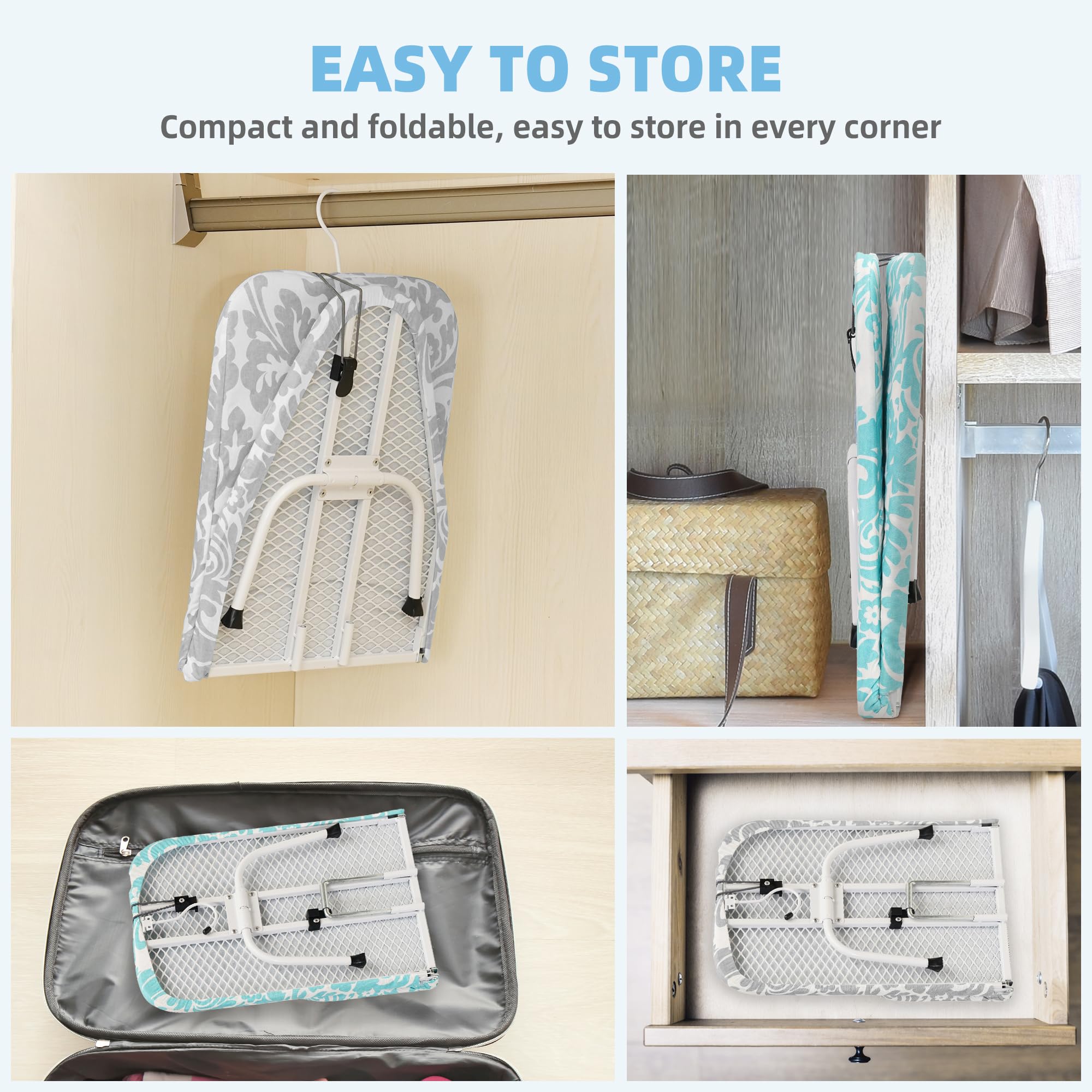 Portable Folding Ironing Board with Removable Cover - Compact for Laundry & Dorms