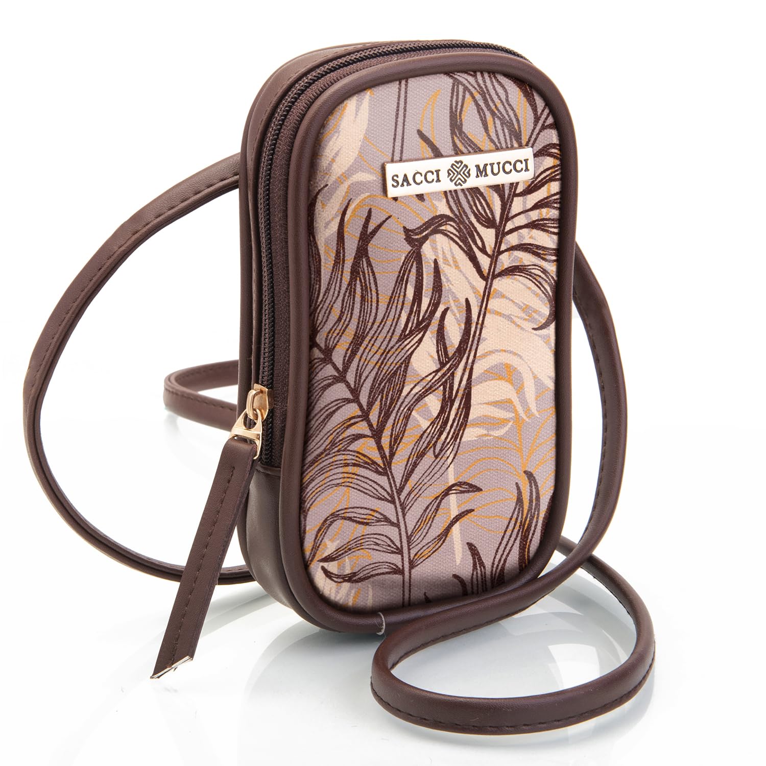 SACCI MUCCI Women's Crossbody Phone Bag - Stylish Cell Phone Pouch with Wallet & Sling Design - Perfect for Everyday Use, Travel, and Shopping (Botanical Print)