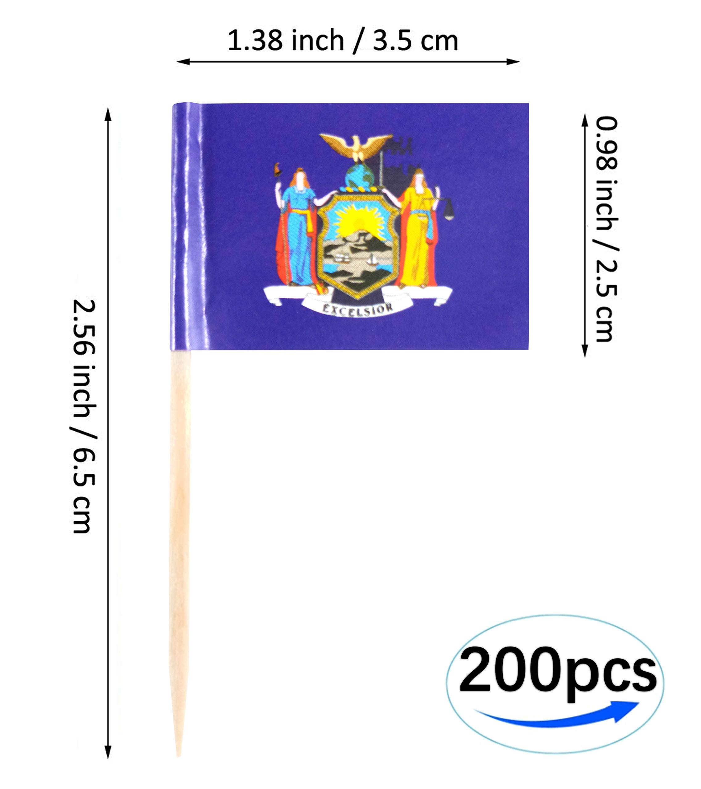 Mini New York Toothpick Flags - 100 USA & 100 NYC Cupcake Toppers for Party Decorations, Desserts & Cocktail Garnish