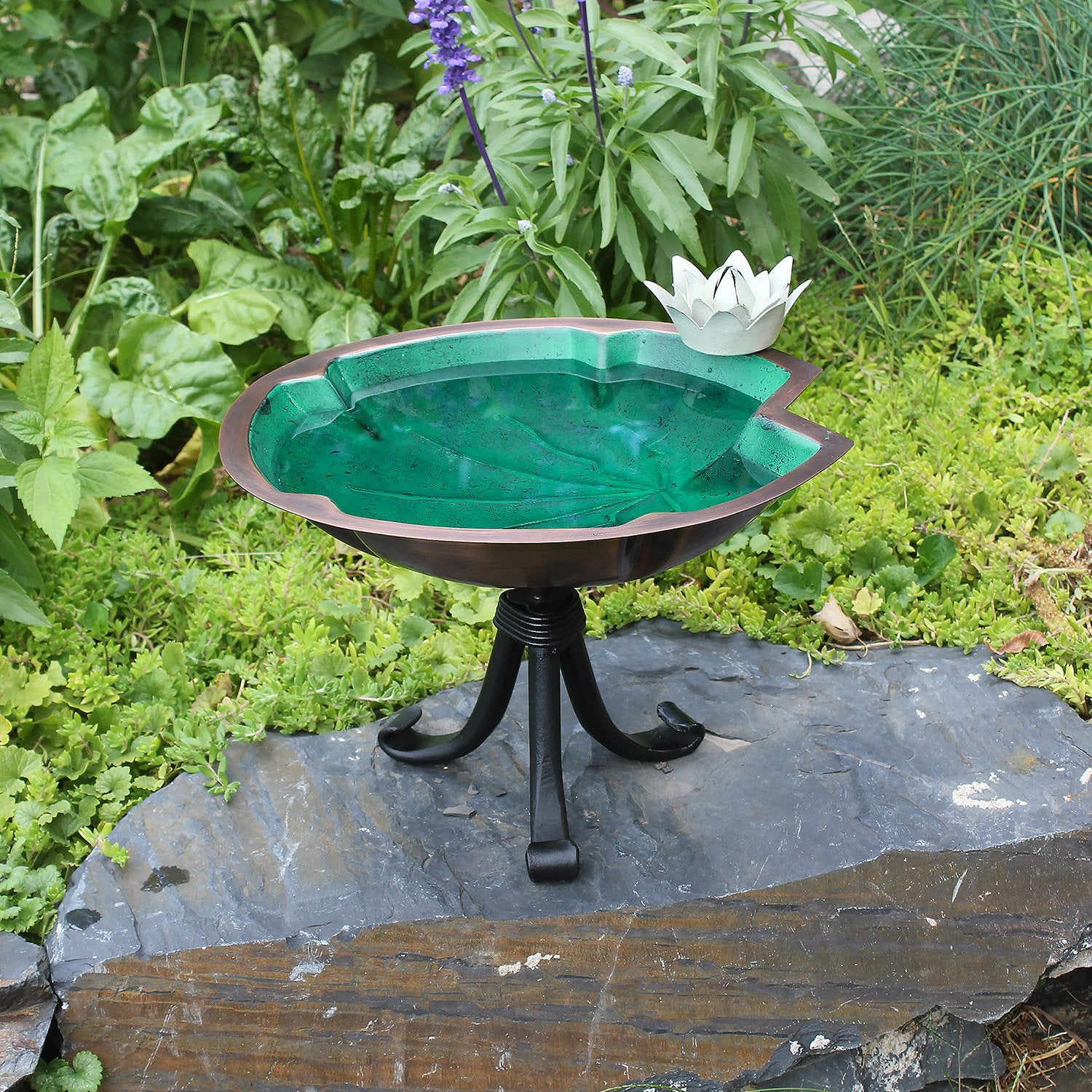 Lilypad Birdbath - Decorative Garden Bird Bath with Natural Leaf Design for Outdoor Bird Watching & Garden Decor