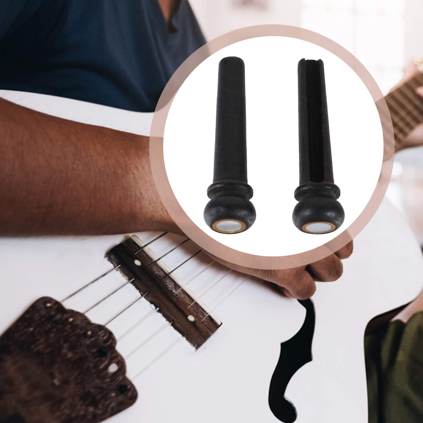 Milisten 2-Piece Ebony Guitar Bridge with Abalone Dot - Acoustic Guitar String Pegs & End Pin Replacement Parts - Perfect for Guitar Repair, Maintenance, and Sound Enhancement