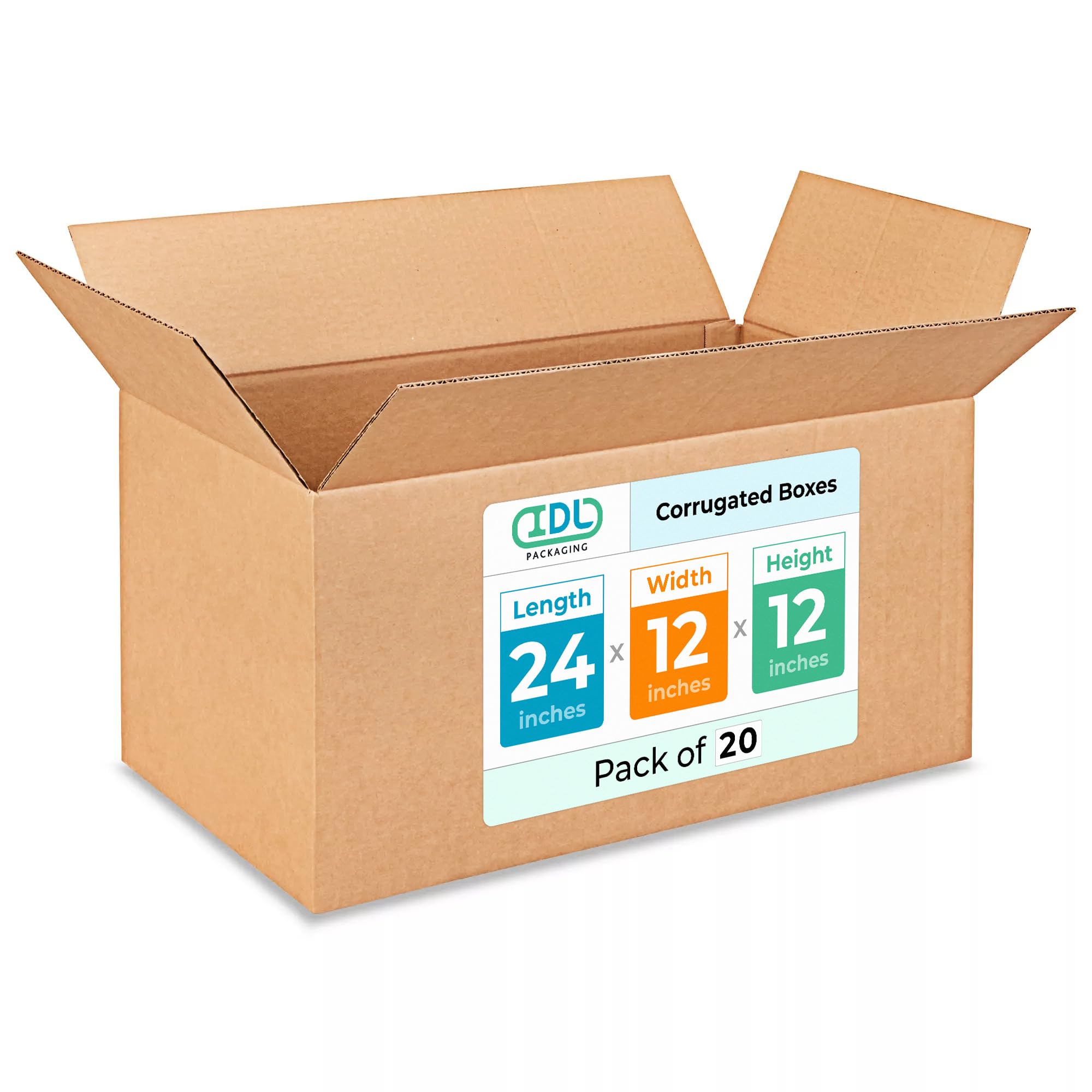DL Packaging 24x12x12 Inch Medium Moving Boxes - Pack of 20 Heavy Duty Corrugated Cardboard Boxes for Shipping, Storage & Moving | USPS, UPS, FedEx Approved | Eco-Friendly Recyclable Packaging Solution for Home, Office & Ecommerce Businesses