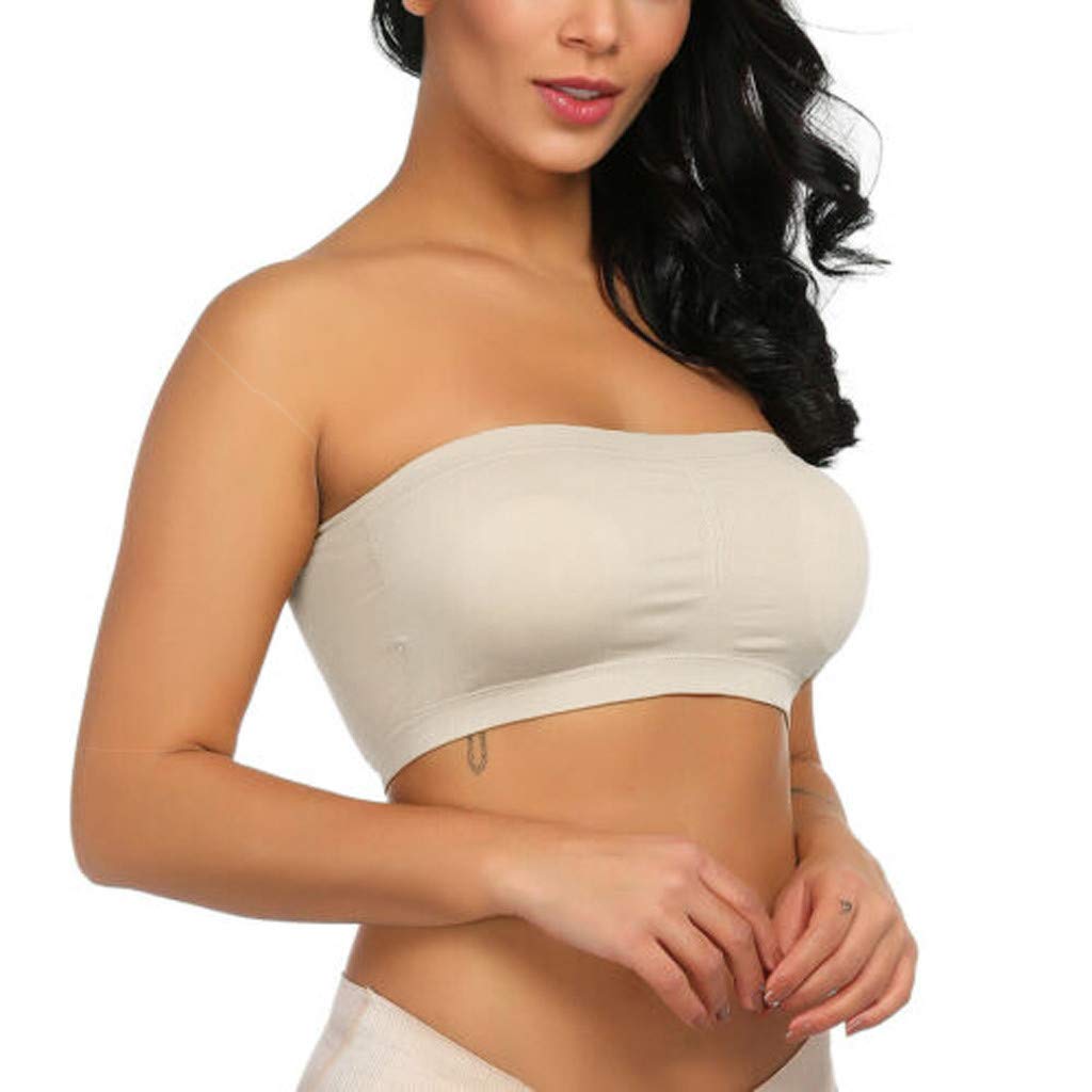 Plus Size Stretchy Padded Strapless Bra Bandeau for Women - Removable & Adjustable - Perfect for Closet Organization, Travel, and Everyday Comfort