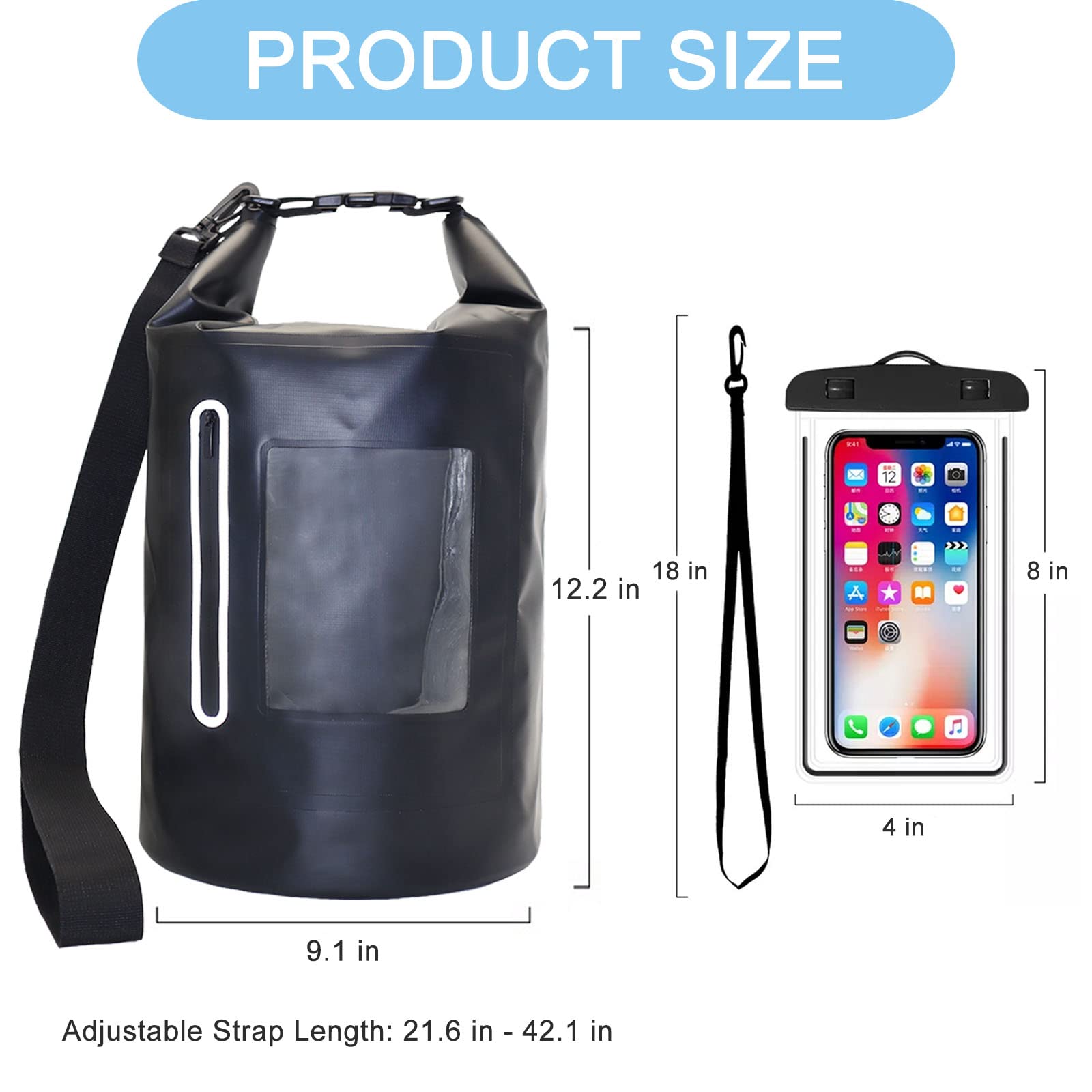 15L Faraday Bag with Waterproof Phone Pouch - Signal Blocking Faraday Cage for Anti-Theft & Anti-Tracking - RFID GPS Key Fob Protector - Waterproof Dry Bag for Camping, Travel & Emergency Preparedness