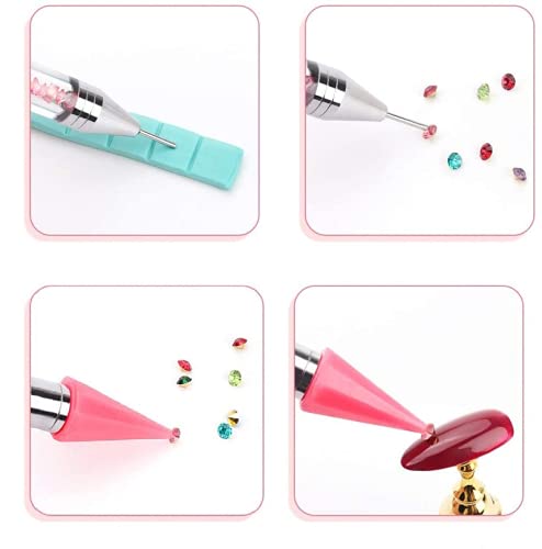 5pcs Double-head Crystal Nail Drill Pens - Blue for Nail Art & Salon Use