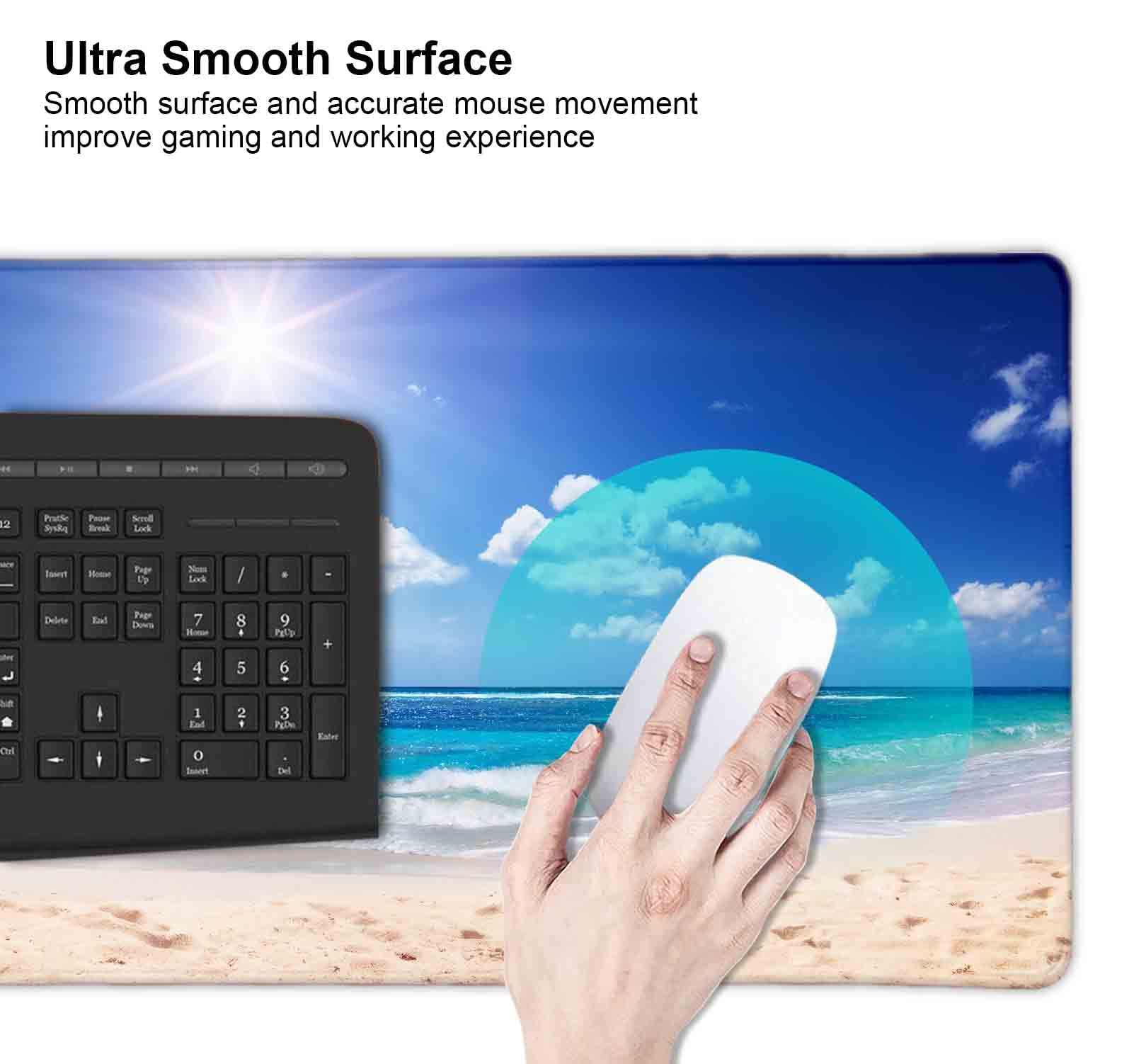 Blue Glitter Sun Beach XXL Mouse Pad - Non-Slip Rubber Base Large Gaming Mouse Mat for Full Desk Coverage | Perfect for Office, Home & Gaming Setup