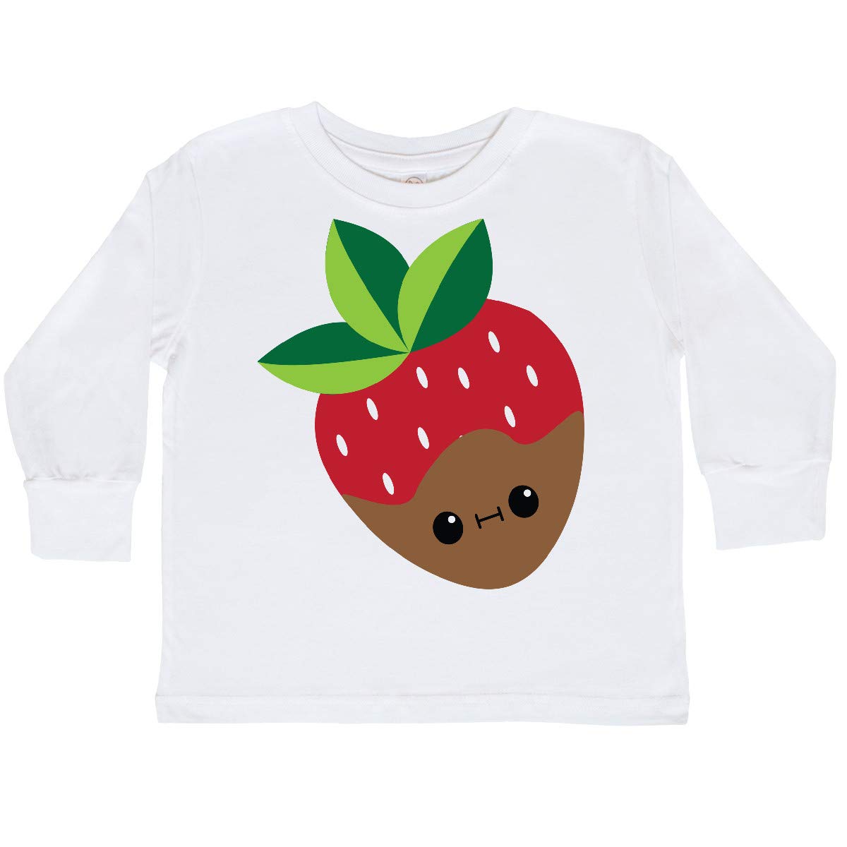 Inktastic Kawaii Chocolate Strawberry Print Toddler Long Sleeve T-Shirt - Cute Girls' Casual Top for Playdates, Birthday Parties & Family Photos