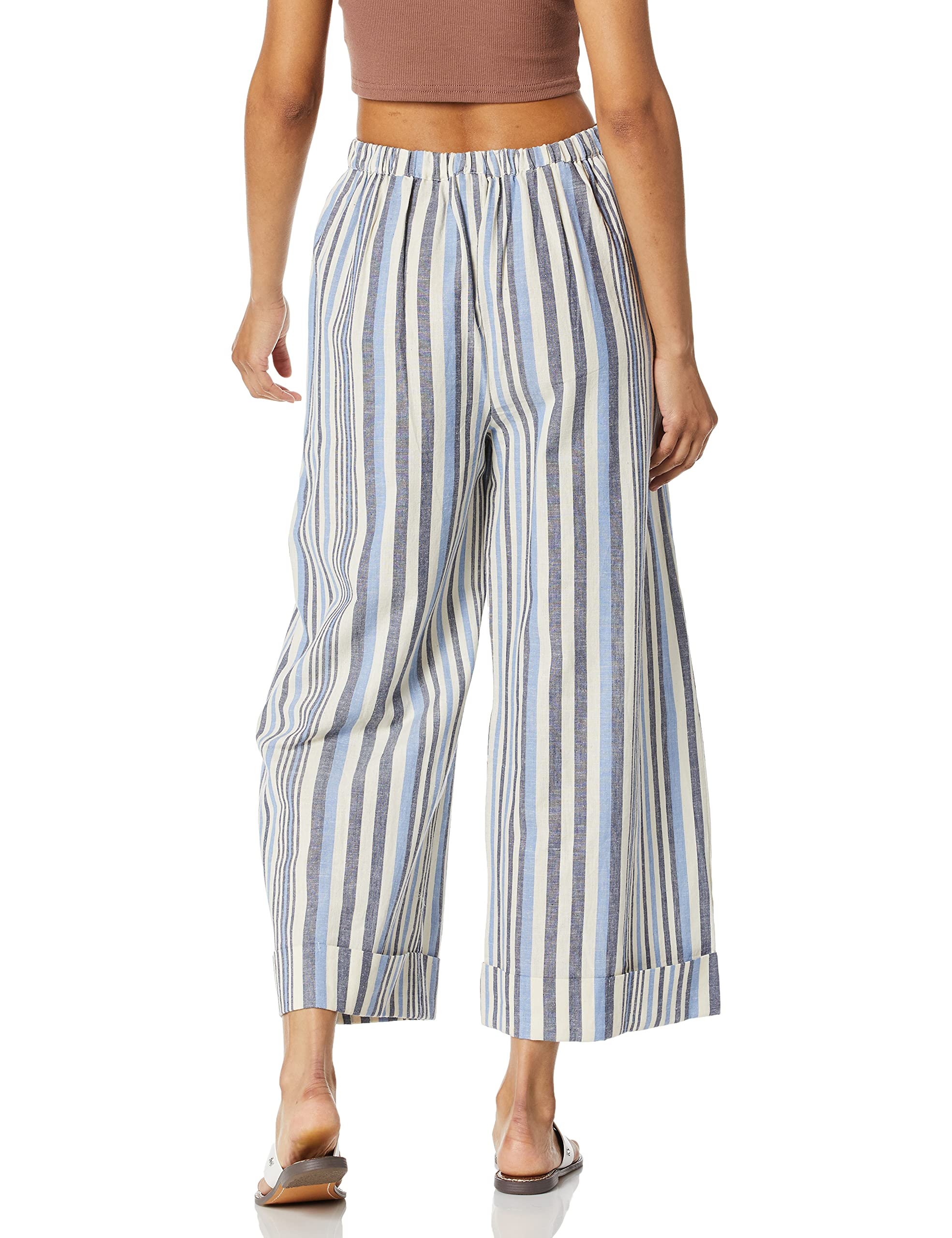 Angie Women's Wide Leg Cuff Pants - High Waisted Linen Trousers for Summer, Casual Office Wear & Vacation Outfits