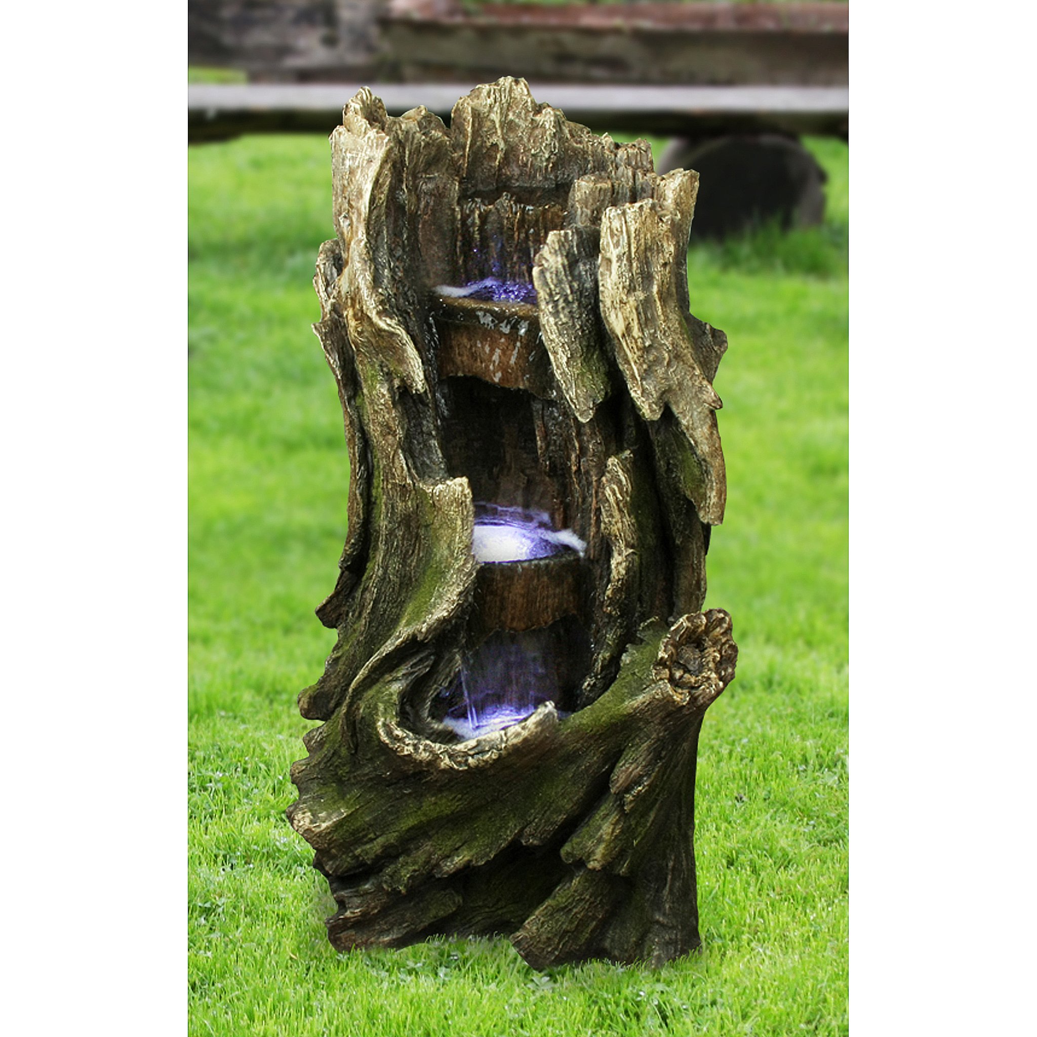 LED Water Fountain for Garden - Cascading Creek Outdoor Fountain with Lights | Relaxing Water Feature for Patio, Yard, and Landscape Decor