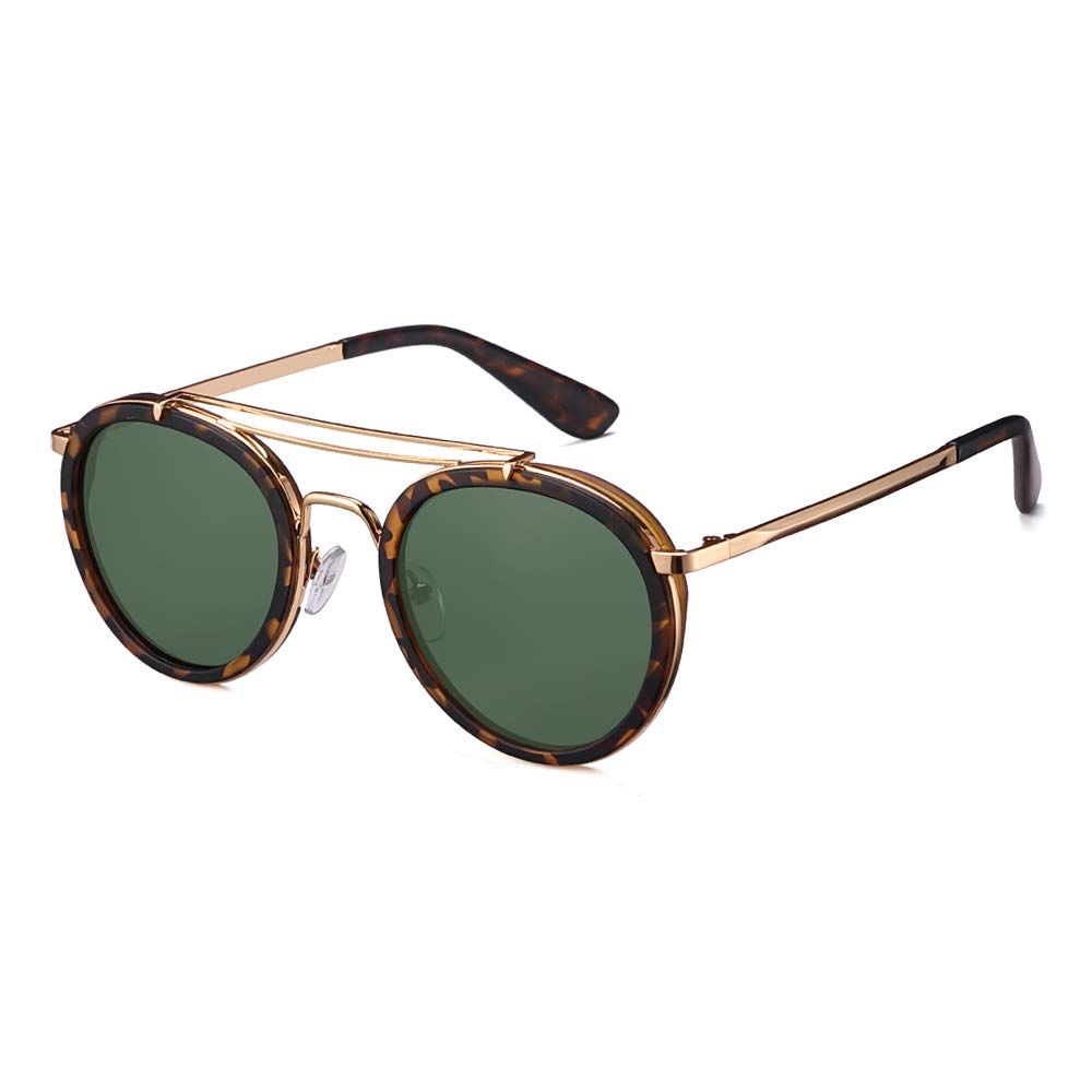 Vintage Steampunk Round Polarized Sunglasses with Double Bridge - UV Protection Metal Frame for Men & Women - Perfect for Outdoor Activities, Driving, and Fashion Accessories