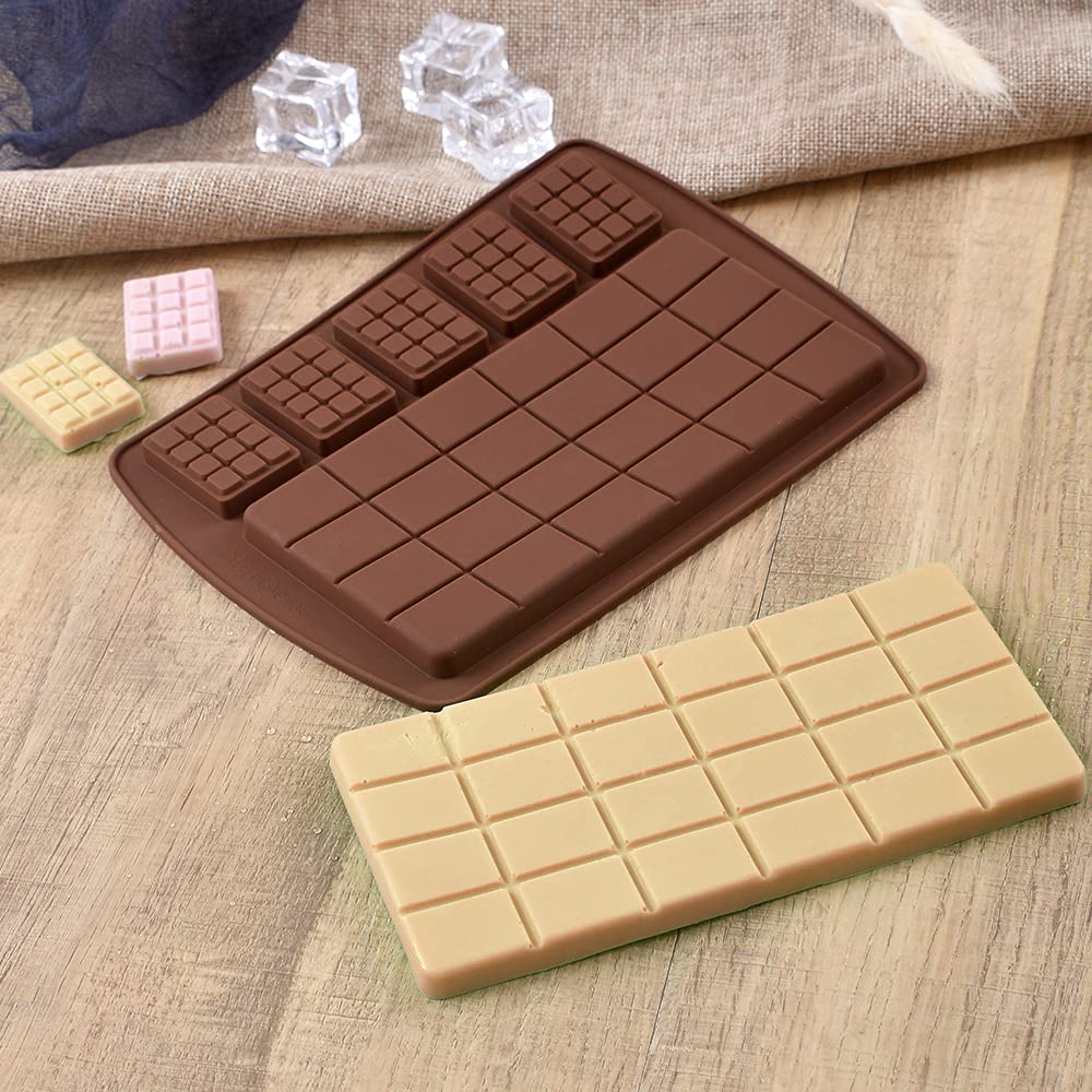 Premium Silicone Chocolate Bar Molds - 5 Pack Reusable Break Apart Molds for Homemade Protein Bars, Energy Bars & Candy - Perfect for Baking, Gifts & Healthy Snacks