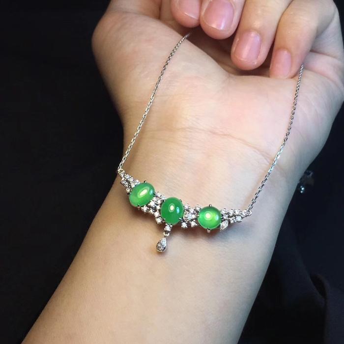 Natural Jade Necklace for Women - Elegant Jadeite Pendant with Sterling Silver Chain - Perfect for Gifts, Weddings & Special Occasions