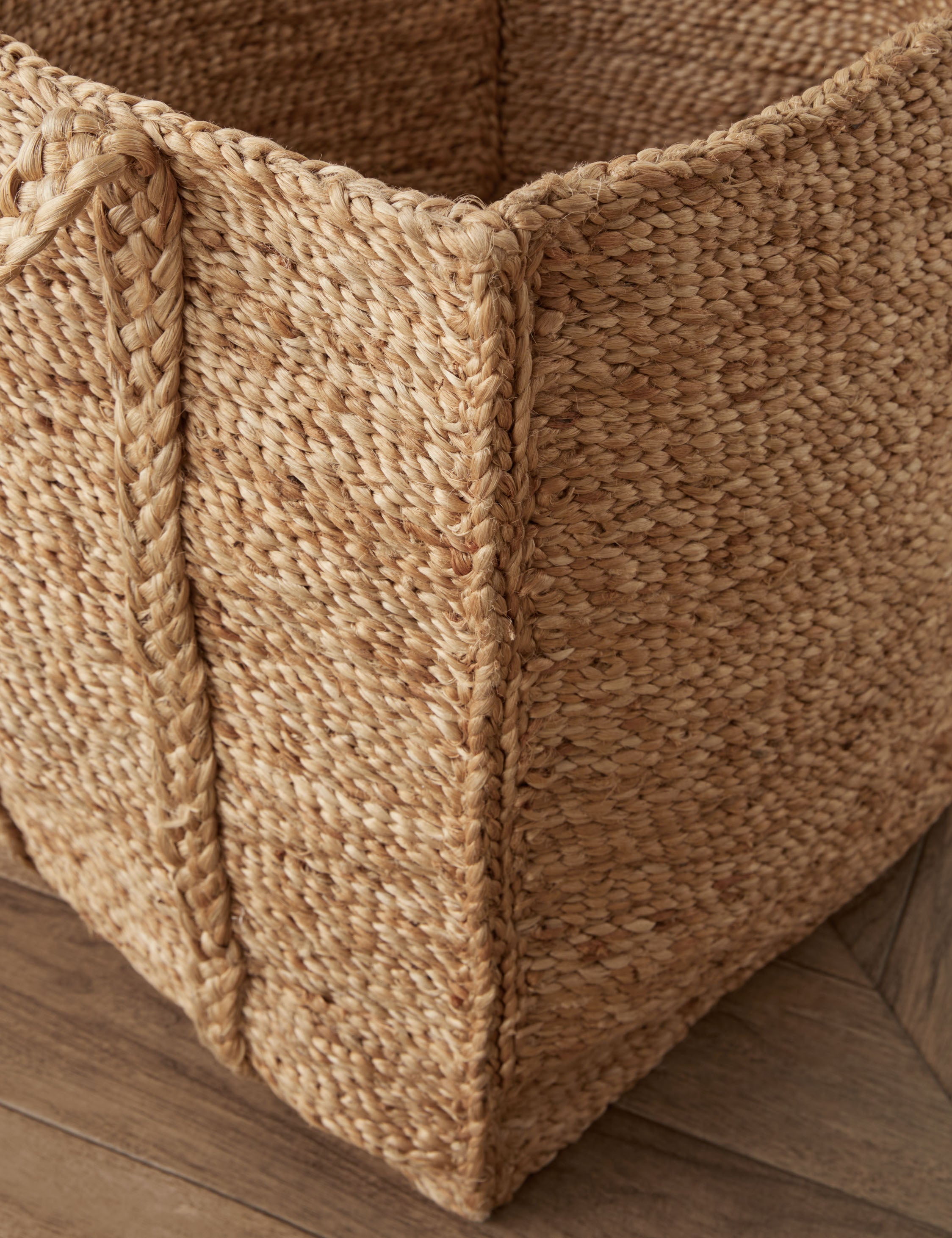 J'Jute Bronte Basket - Handwoven Natural Jute Storage Basket for Home Organization | Perfect for Living Room, Bedroom, or Bathroom Decor