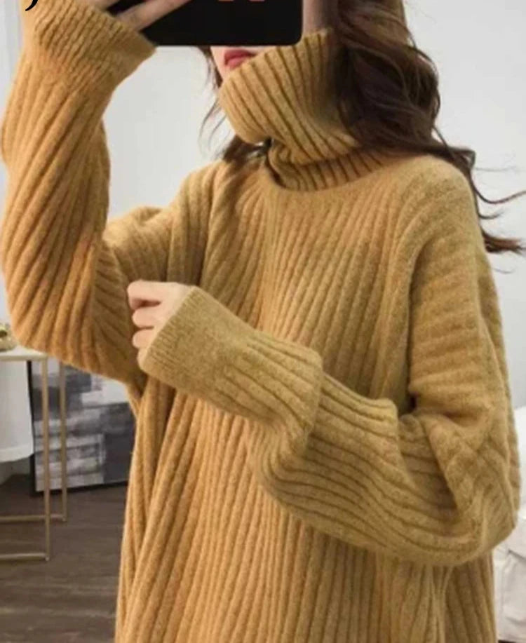 9 Color Women's Loose Knit Turtleneck Sweater - Long Sleeve Solid Pullover for Autumn & Winter | Casual Blue & Other Colors | Perfect for Office Wear, Weekend Outfits and Holiday Fashion
