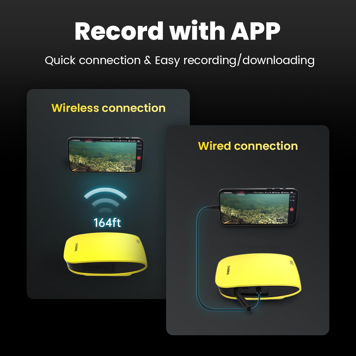 Chasing Canfish CF1 1080P Full HD Underwater Fishing Camera Kit with APP Remote Control - Portable Fish Finder for Real-Time Observation - Perfect for Ice Fishing, Kayak Fishing & Boat Fishing
