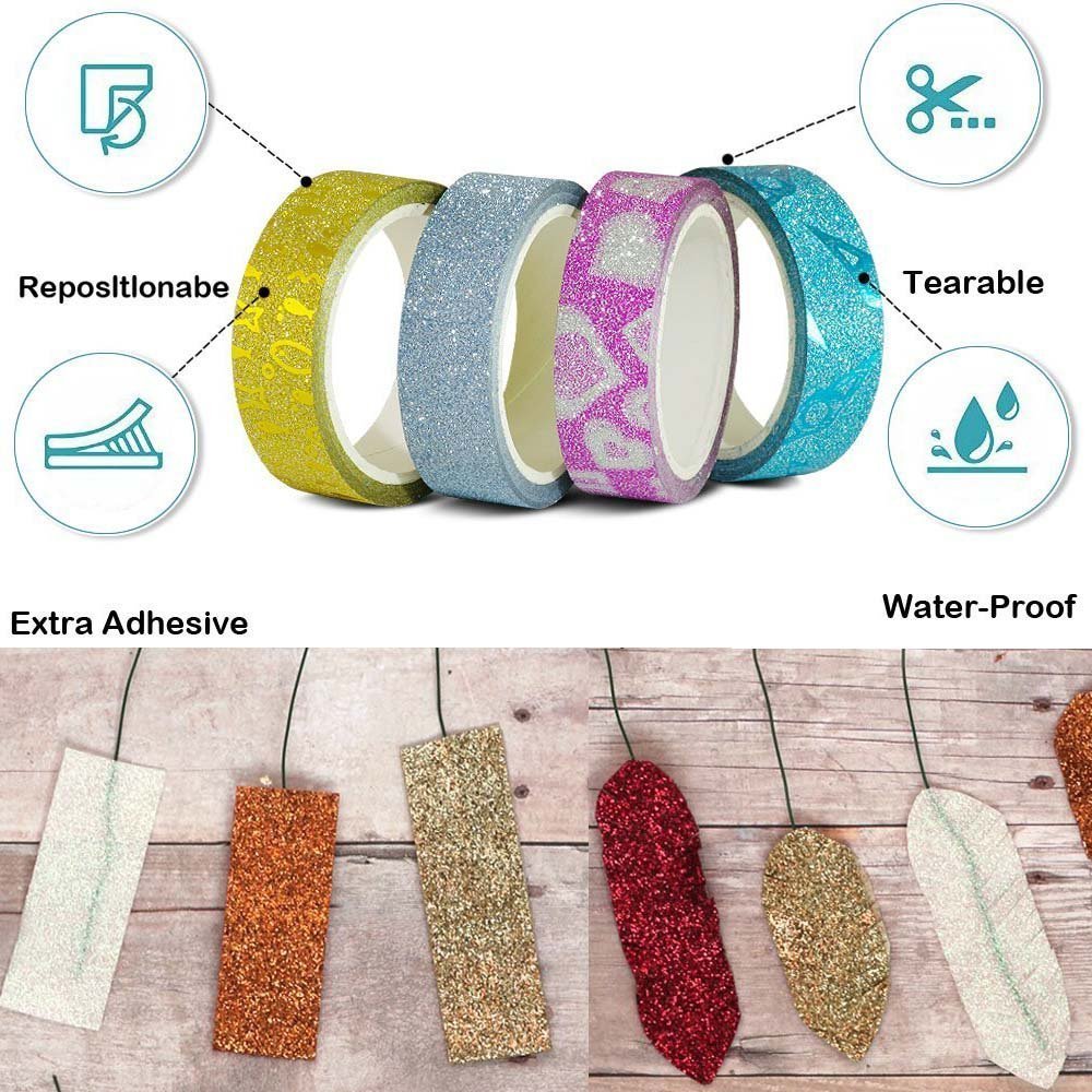 Phantomon Washi Tape Set - 30 Rolls Wide Decorative Craft Tapes for Scrapbooking, DIY Art Projects, Journaling & Home Decor | Glitter Masking Tape for Kids & Adults | Perfect for Gift Wrapping, Bullet Journals & Party Decorations