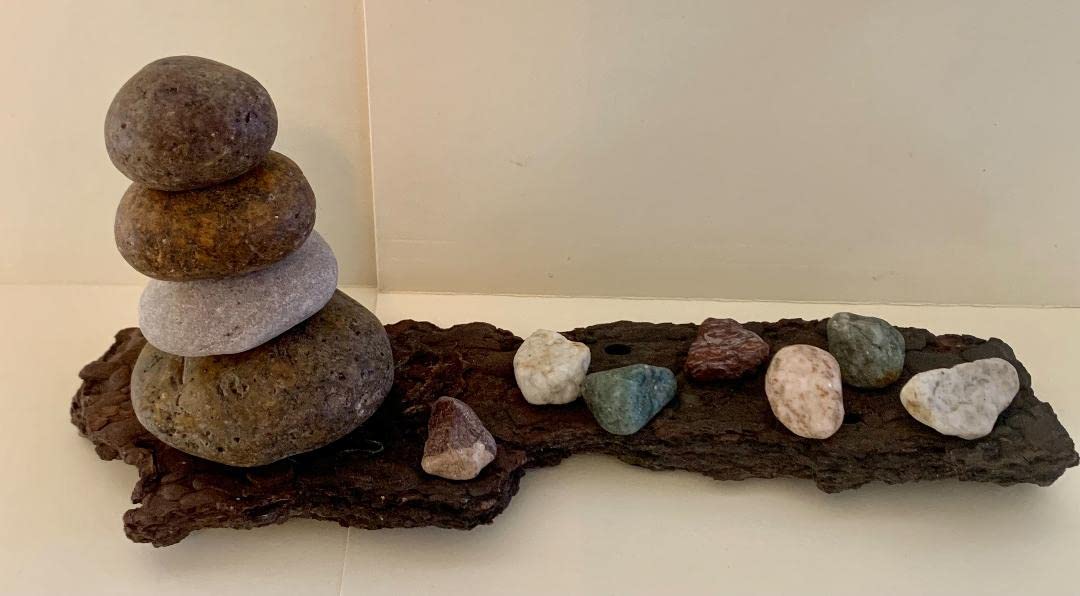 Zen Garden 4 Stone Cairn Stacking Kit - Meditation & Home Decor for Stress Relief, Office Desk & Indoor Zen Garden Accessories