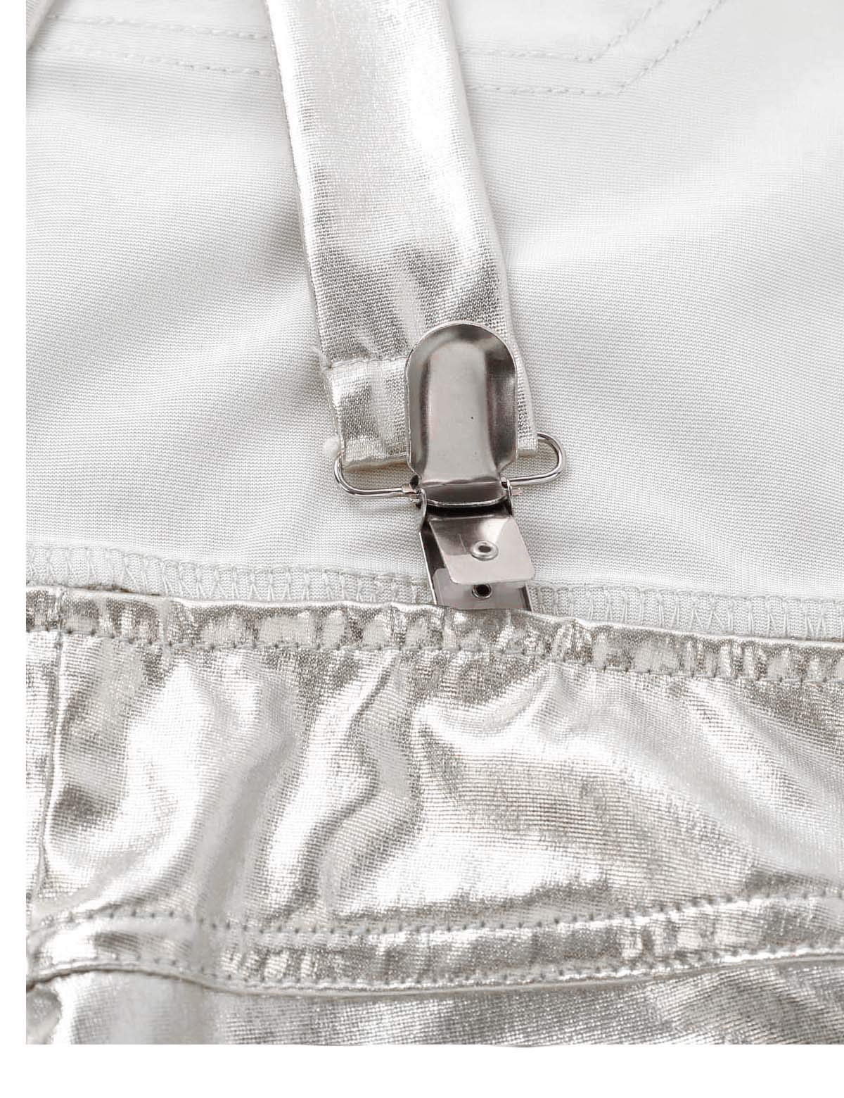 Men's Metallic Bib Overalls - Shiny Shorts for Festival & Fancy Dress