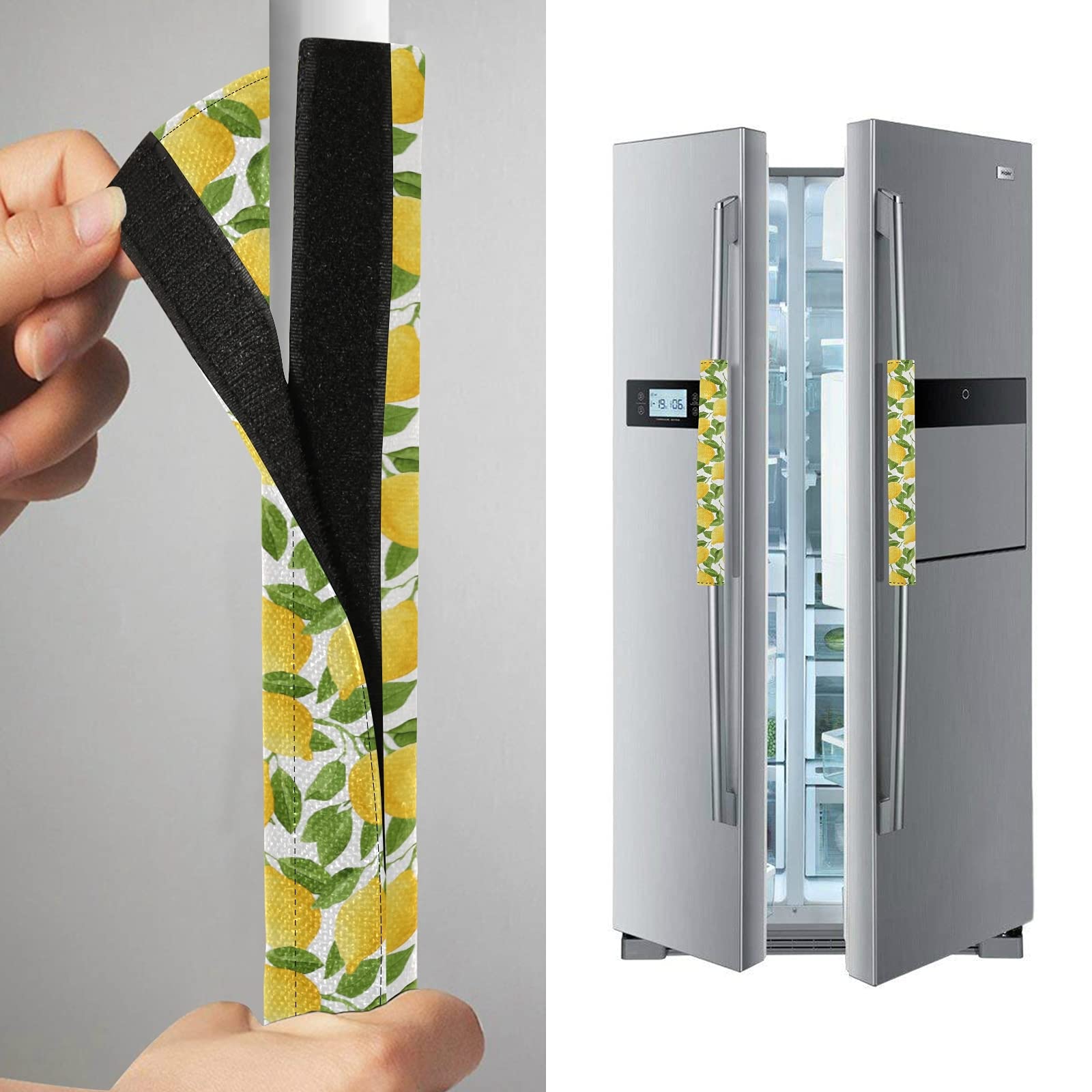 Emelivor 2-Pack Lemon Yellow Refrigerator Door Handle Covers - Non-Slip Replacement Handles for Fridge, Oven, Microwave & Dishwasher - Upgrade Kitchen Safety & Style