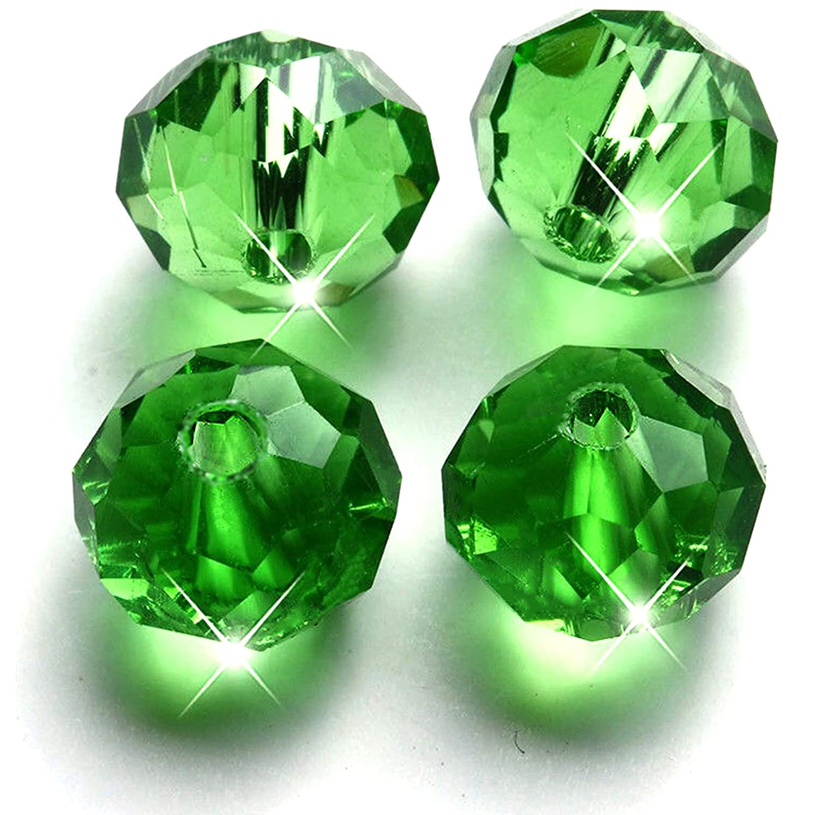FAMLEAF 265Pcs 10mm Crystal Glass Beads for Jewelry Making - Faceted Briolette Rondelle Beads, DIY Bracelet & Christmas Jewelry Supplies - Perfect for Handmade Gifts, Party Favors, and Craft Projects