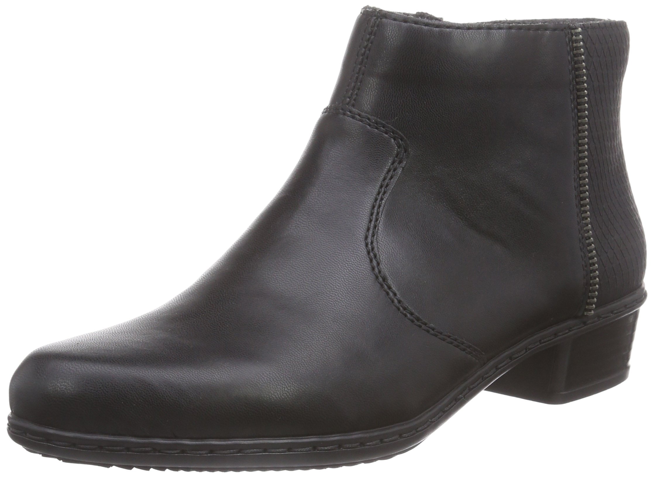 Rieker Women's L. Zipper Boots Black Size 40 M EU - Stylish & Comfortable Winter Ankle Boots for Casual Outings & Office Wear