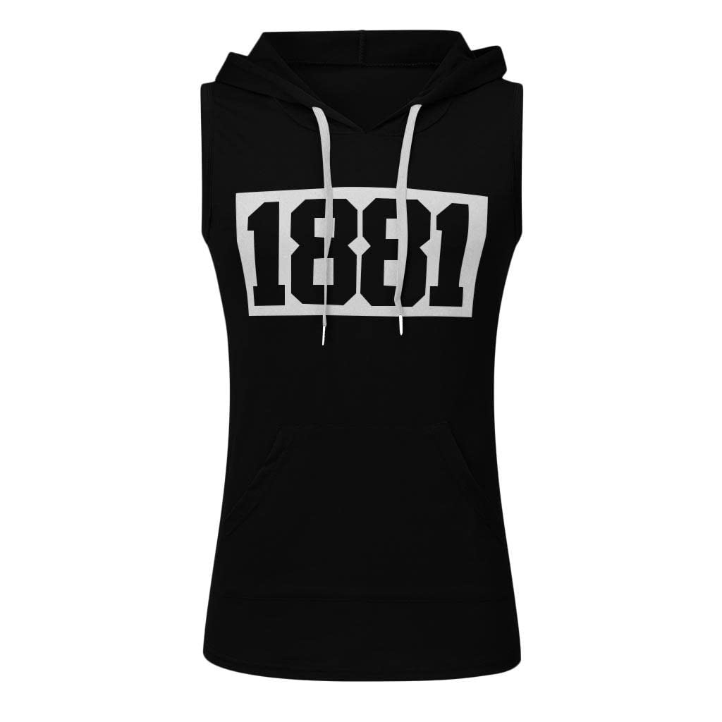 WUAI 2022 Men's Workout Hooded Tank Top - Sleeveless Bodybuilding Shirt for Gym & Fitness | Muscle Cut Off T-Shirt & Hoodie for Weightlifting, Running & Outdoor Training