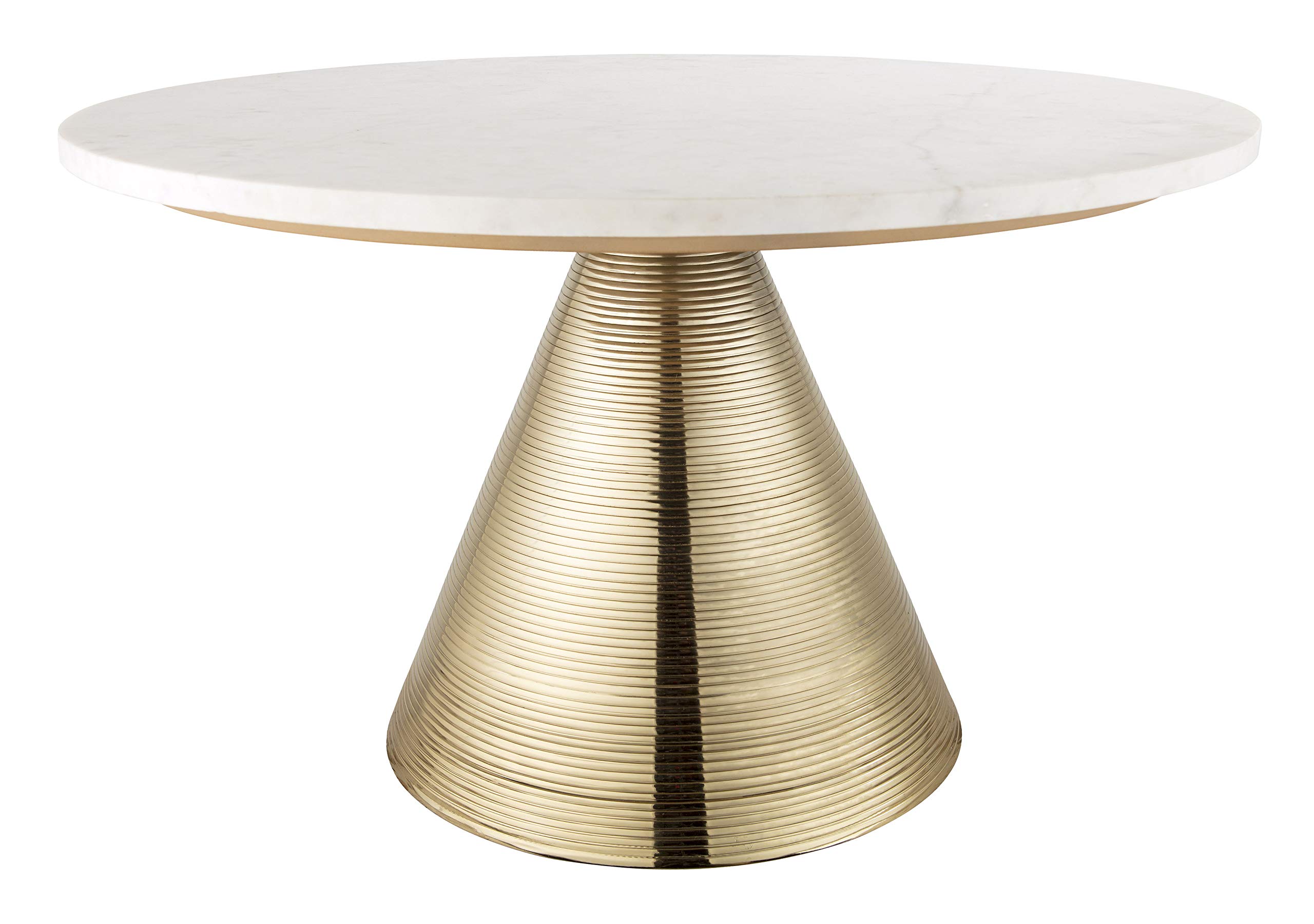 TOV Furniture Tempo Modern Round Marble Coffee Table with Gold Base - 30 Inch White Marble Top - Luxury Living Room Center Table for Home Decor & Entertaining
