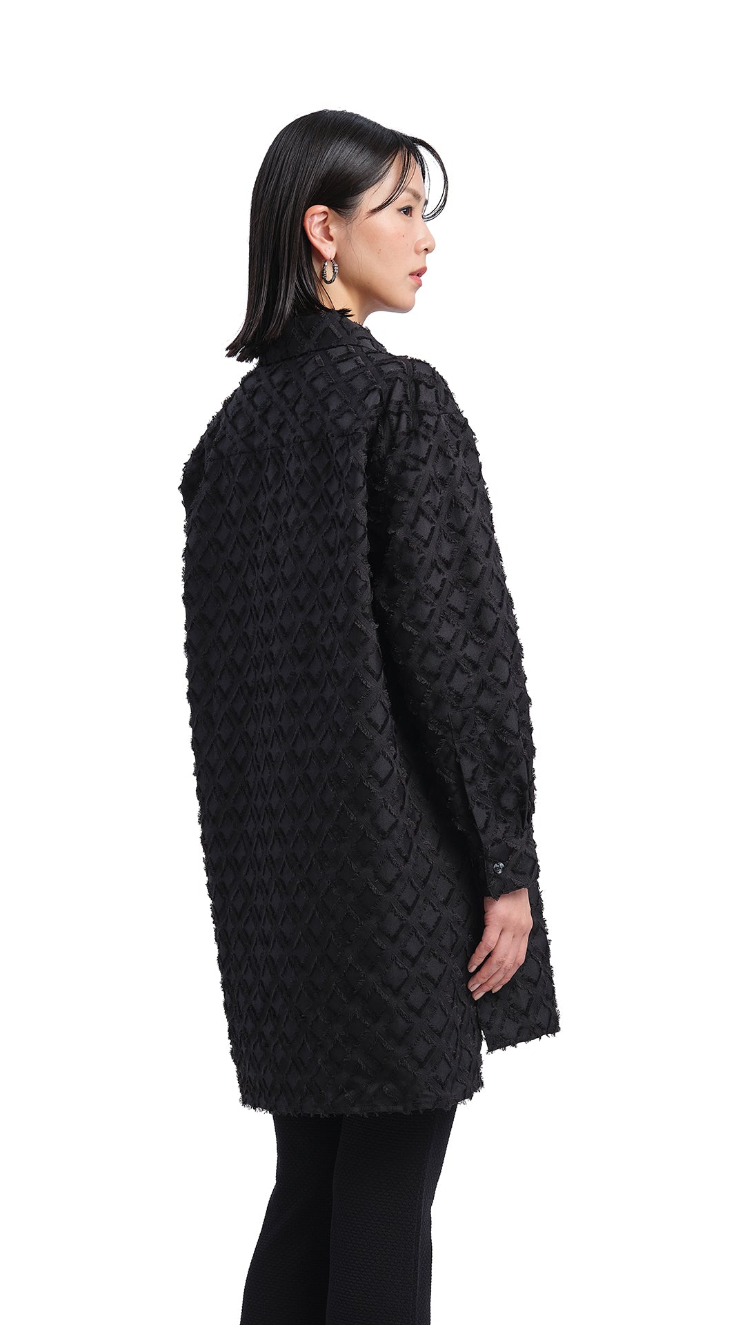 Argyle Jacquard Boyfriend Shirt for Women - Stylish Casual Button Down Top with Diamond Pattern - Perfect for Office, Date Night & Weekend Outings