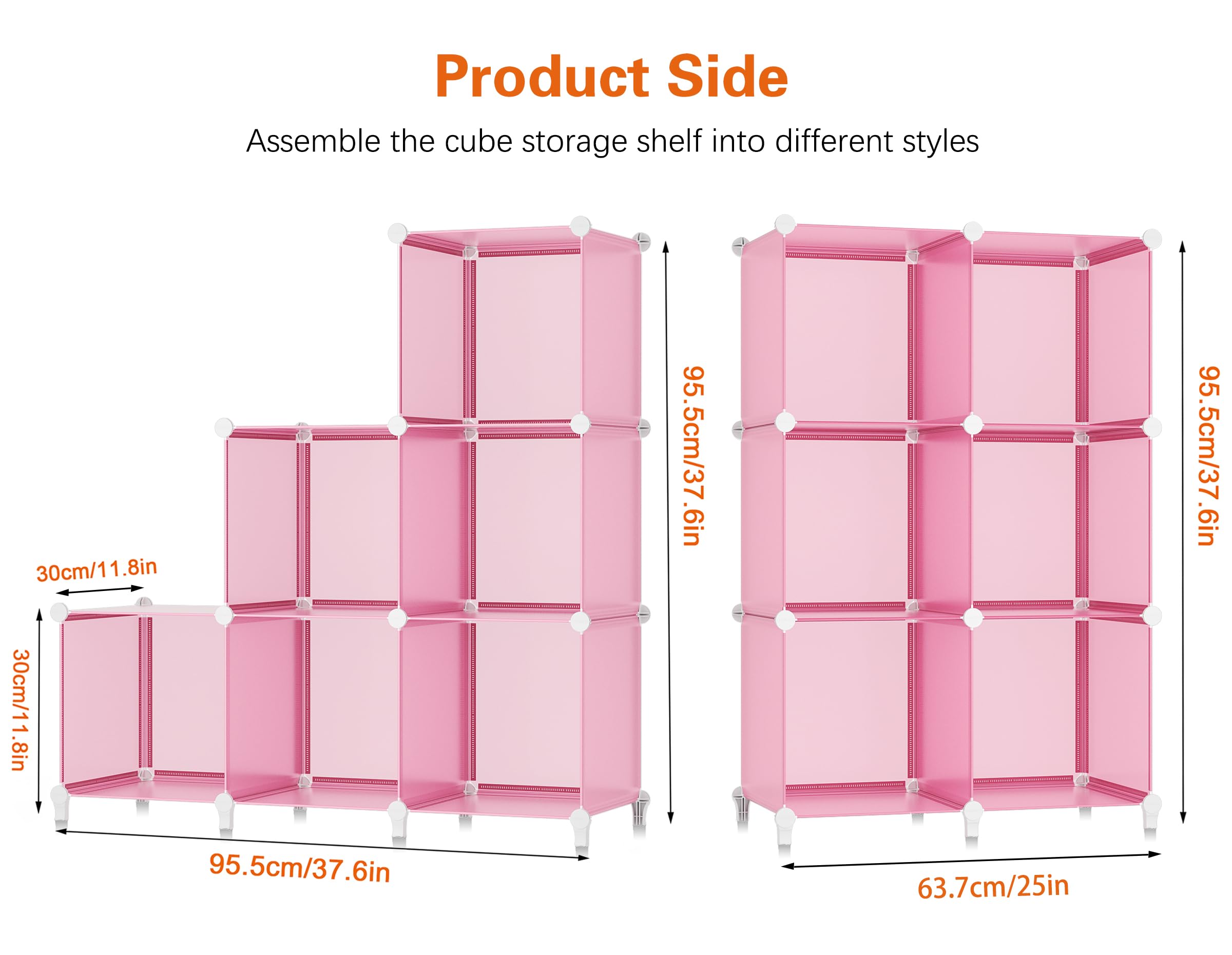 HOMIDEC 6-Cube Storage Shelf Organizer - Light Pink Bookshelf for Kids Room, Closet, Bedroom & Bathroom - 11.8x11.8x11.8 Inch Cube Storage Cabinet with Metal Hammer - Perfect for Toy Storage, Book Display & Home Organization