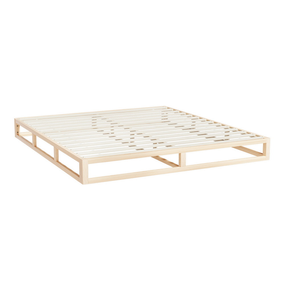 Minimalist Solid Pinewood King Bed Frame - Sturdy & Eco-Friendly Wooden Bed Base for Modern Bedrooms