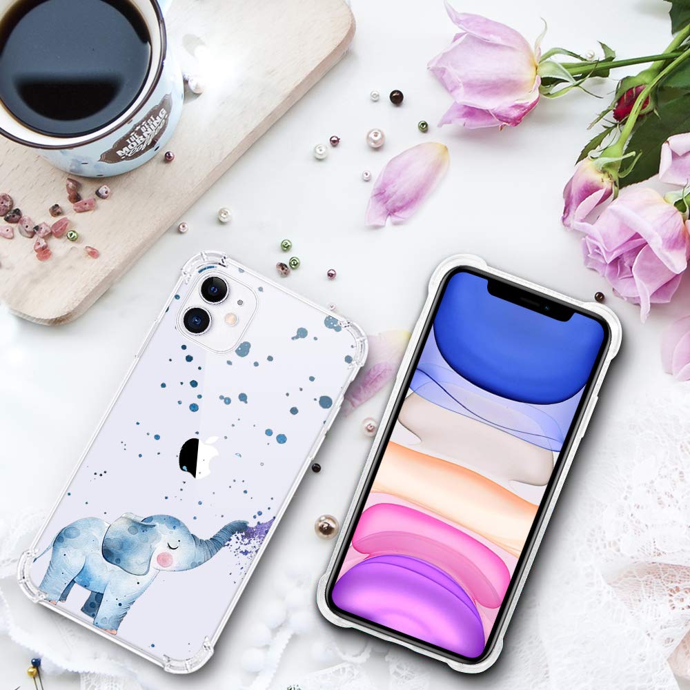 MAYCARI iPhone 11 Pro Max Case - Cute Elephant Animal Design, Clear TPU Slim Protective Cover with Anti-Scratch & Shock Absorbing | Perfect for Everyday Use, Travel & Gift Giving