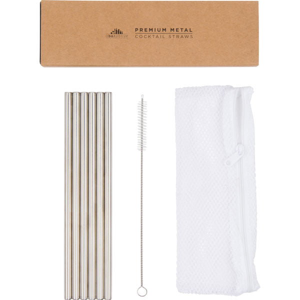 Premium Stainless Steel Reusable Metal Cocktail Straws - Eco-Friendly Drinking Straws for Smoothies, Iced Coffee & Cocktails - Perfect for Home Bars, Parties & Travel