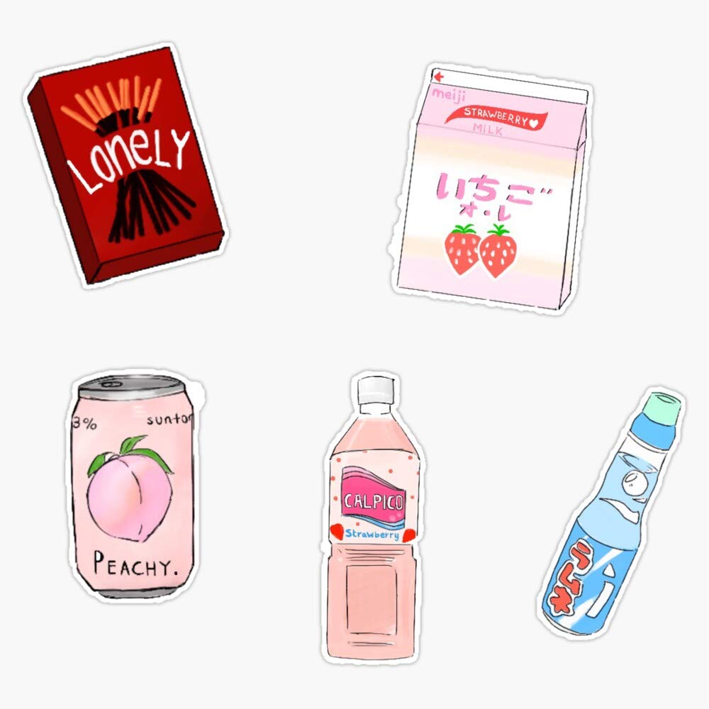 Japanese Cute Snacks & Drinks Vinyl Stickers - Waterproof 5
