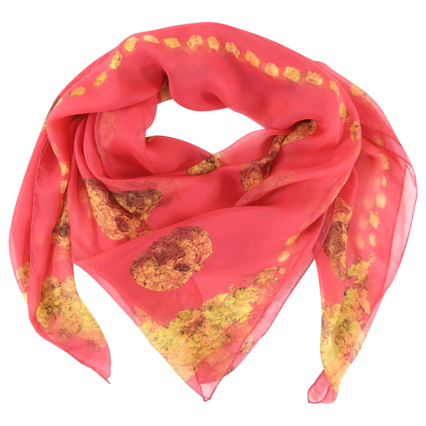 Alexander McQueen Large Fuchsia Silk Shawl Scarf with Skull Design - Elegant Fashion Accessory for Women, Perfect for Parties, Weddings & Evening Events