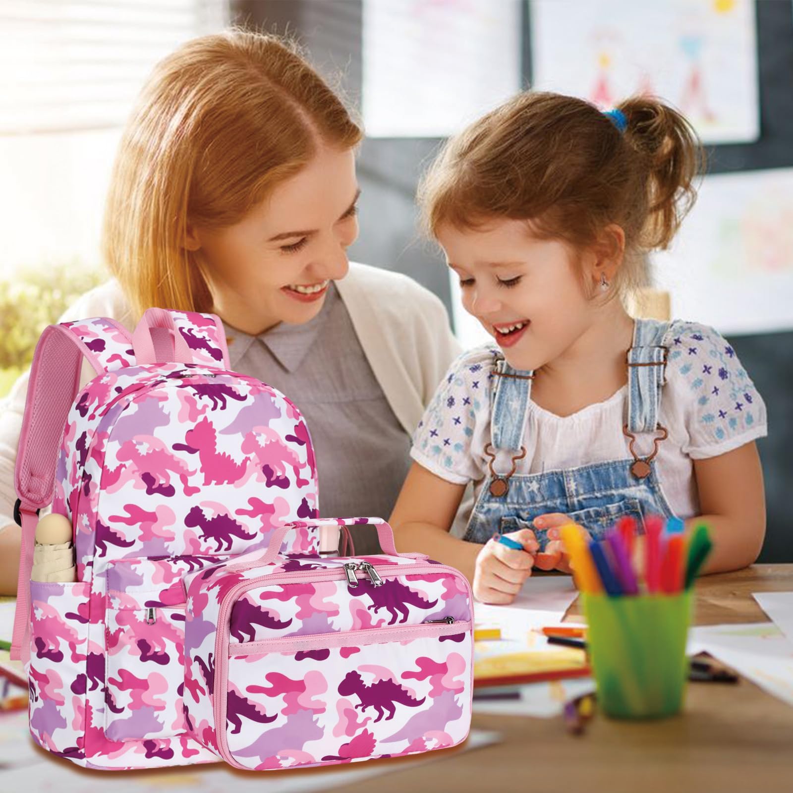 LEDAOU Kids School Backpack with Lunch Box - Waterproof Book Bag for Boys & Girls, Kindergarten & Preschool Toddler Backpack - Perfect for School, Travel & Outdoor Activities