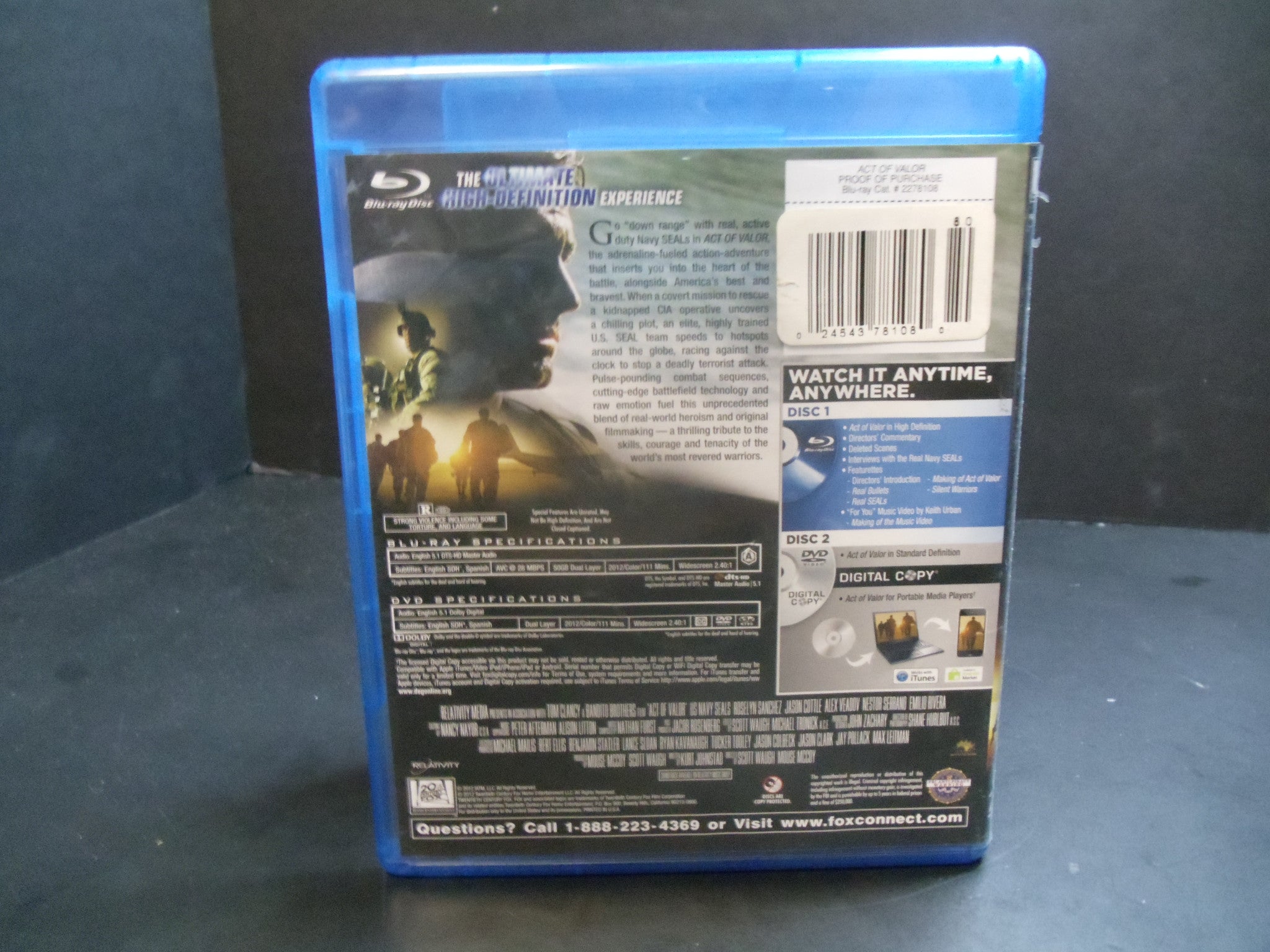 Act of Valor (2012) Blu-ray + DVD 2-Disc Set - Military Action Movie for Home Theater & Movie Night