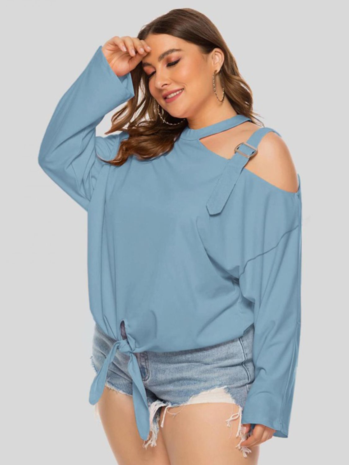 Plus Size One Buckle Shoulder Summer Top - Women's Fashion Casual Blouse for Beach, Vacation & Everyday Wear