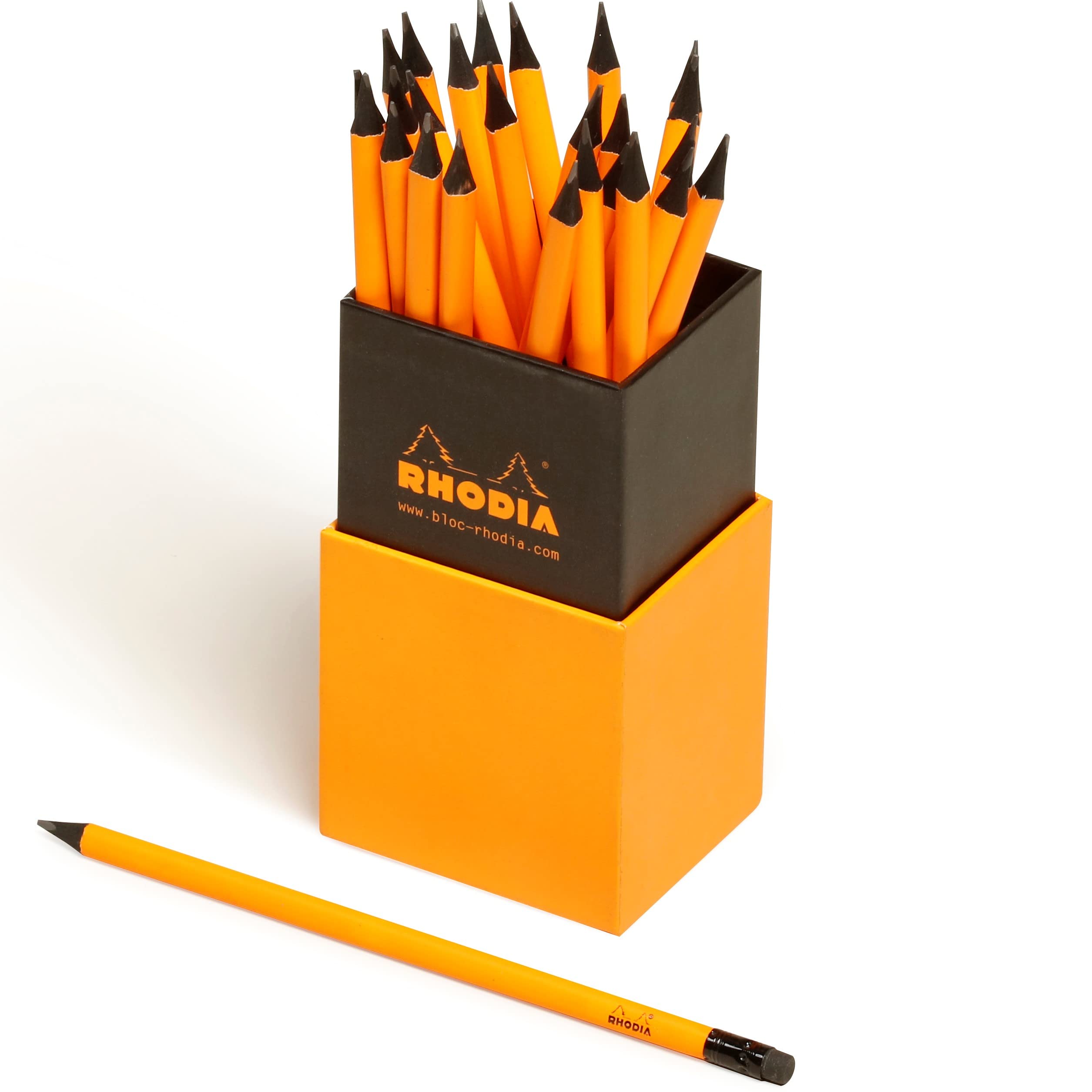 Rhodia 25 Orange Linden Wood Pencils - Premium Stationery for Artists & Writers