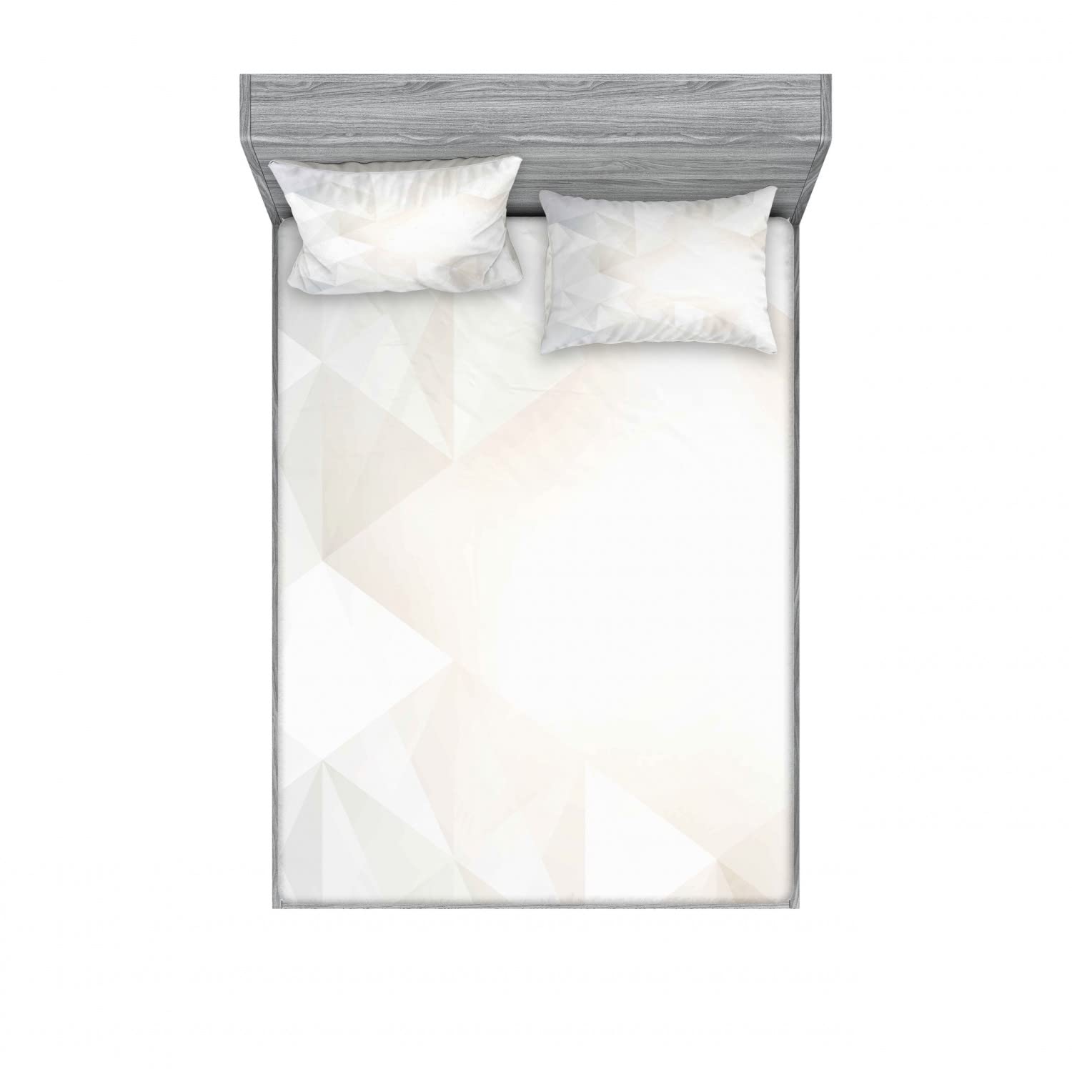 Ambesonne 2-Piece King Size Fitted Sheet Set with 4 Pillow Shams - Modern Geometric Polygons Pattern in Grey & White - Luxury Bedding Collection for Master Bedroom & Guest Room Decor