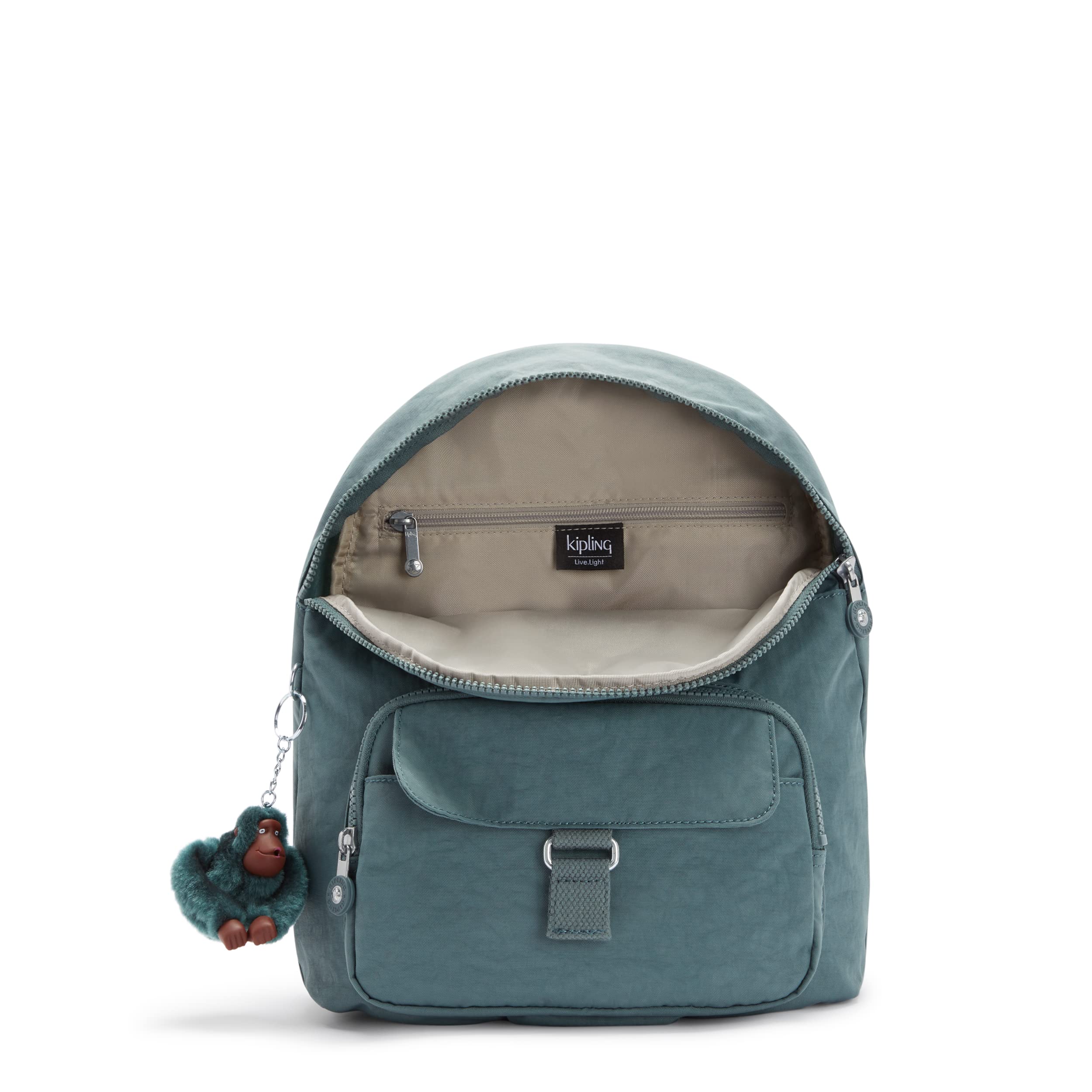 Kipling Women's Queenie Backpack - Lightweight Adjustable Laptop Backpack with Monkey Keychain & Key Clasp for Work, School, Travel & Daily Use