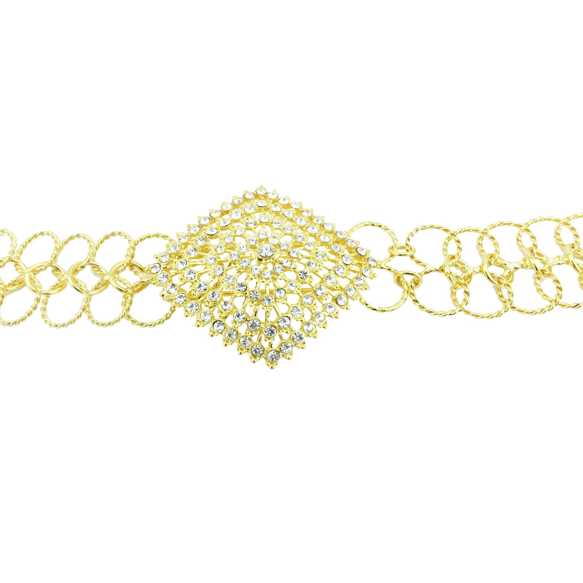 Thai Gold Plated Crystal Belt - Elegant Costume Accessory for Dances & Weddings