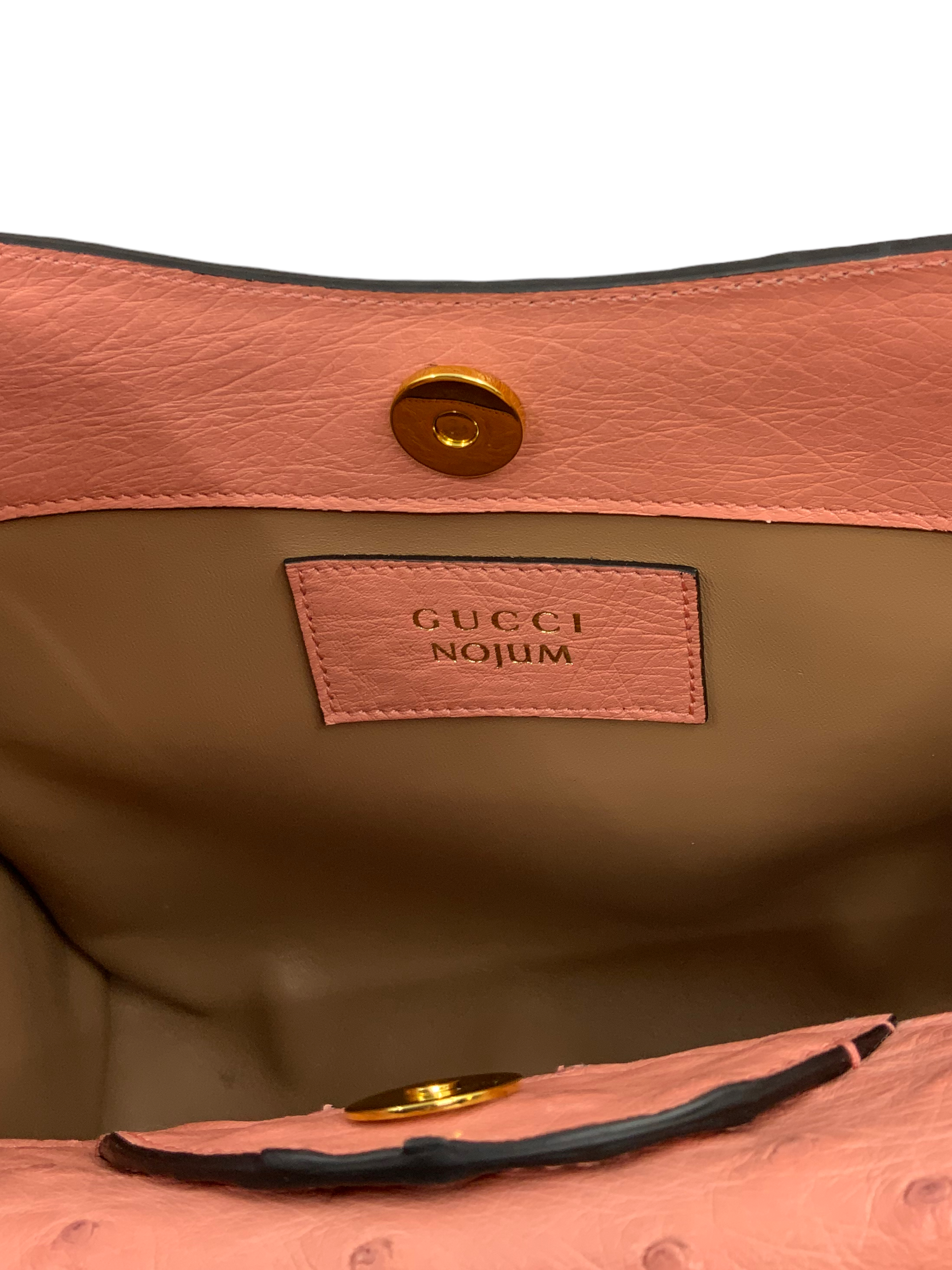 GUCCI Diana Small Ostrich Leather Bamboo Handle Tote Bag - Luxury Designer Handbag for Women, Perfect for Work, Travel & Everyday Use