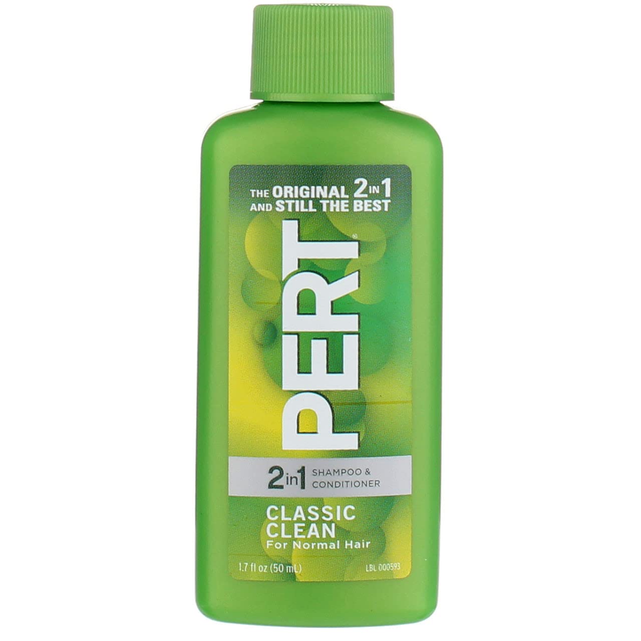 Pert Happy Medium 2 in 1 Shampoo Plus Conditioner for All Hair Types - 1.7 Fl Oz Travel Size - Gentle Cleansing & Hydrating Formula for Daily Hair Care at Home or Gym
